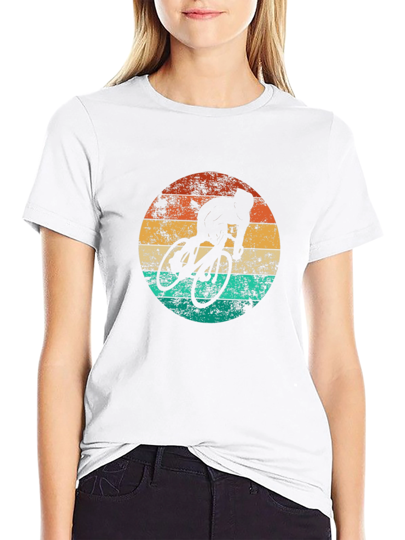 Retro Cyclist Graphic T-Shirt - Black