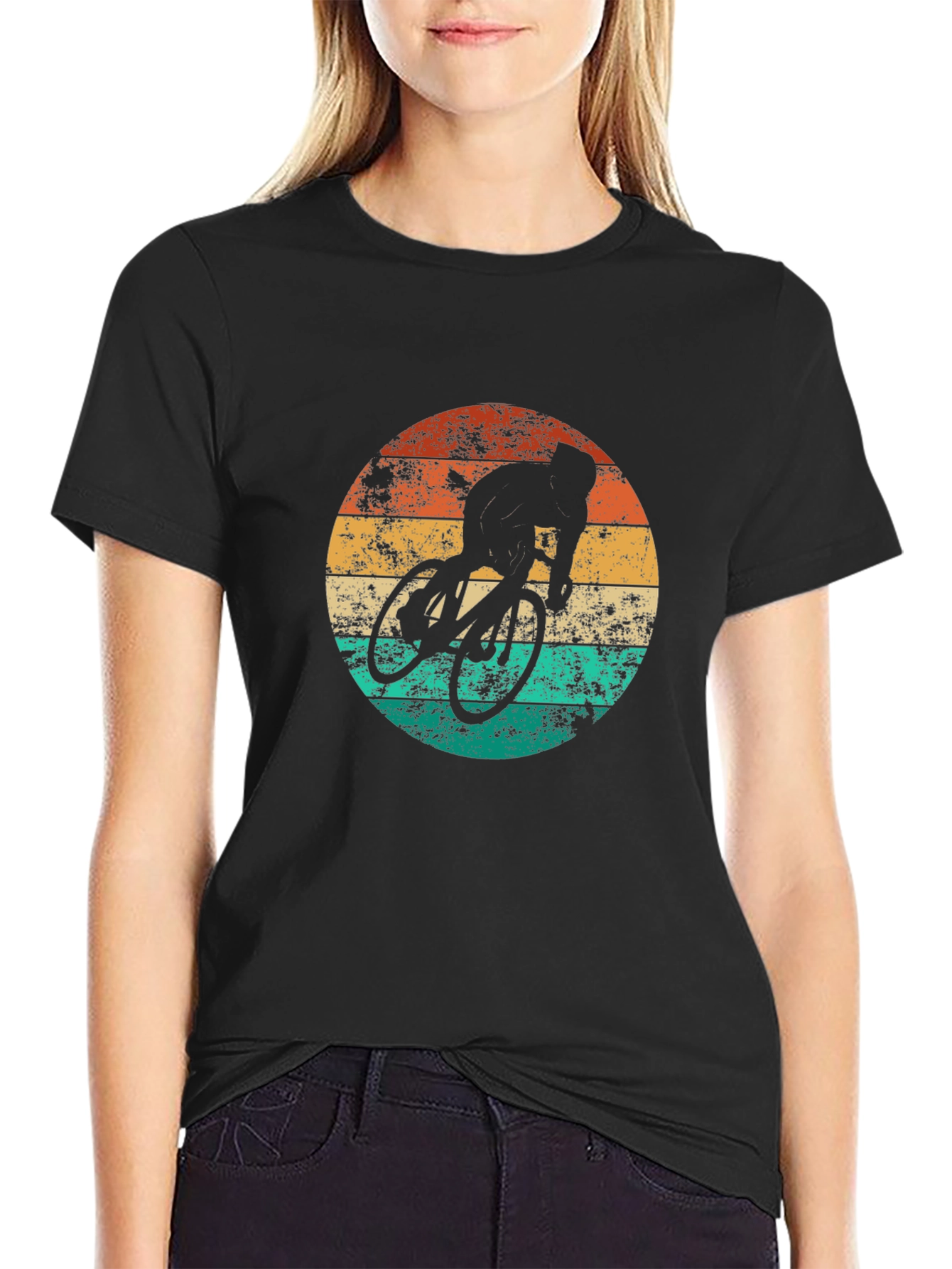 Retro Cyclist Graphic T-Shirt - Black