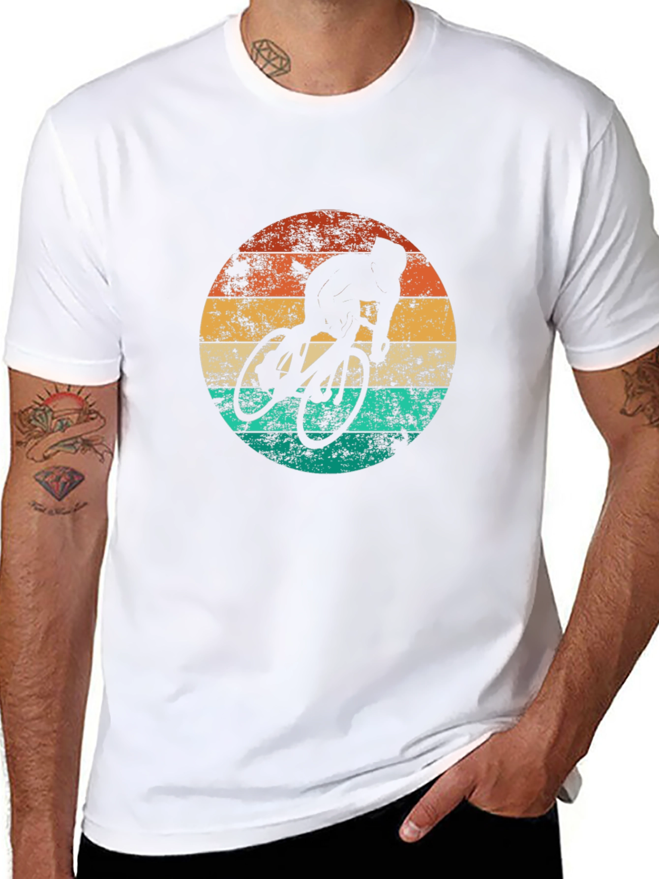 Retro Cyclist Graphic T-Shirt - Black