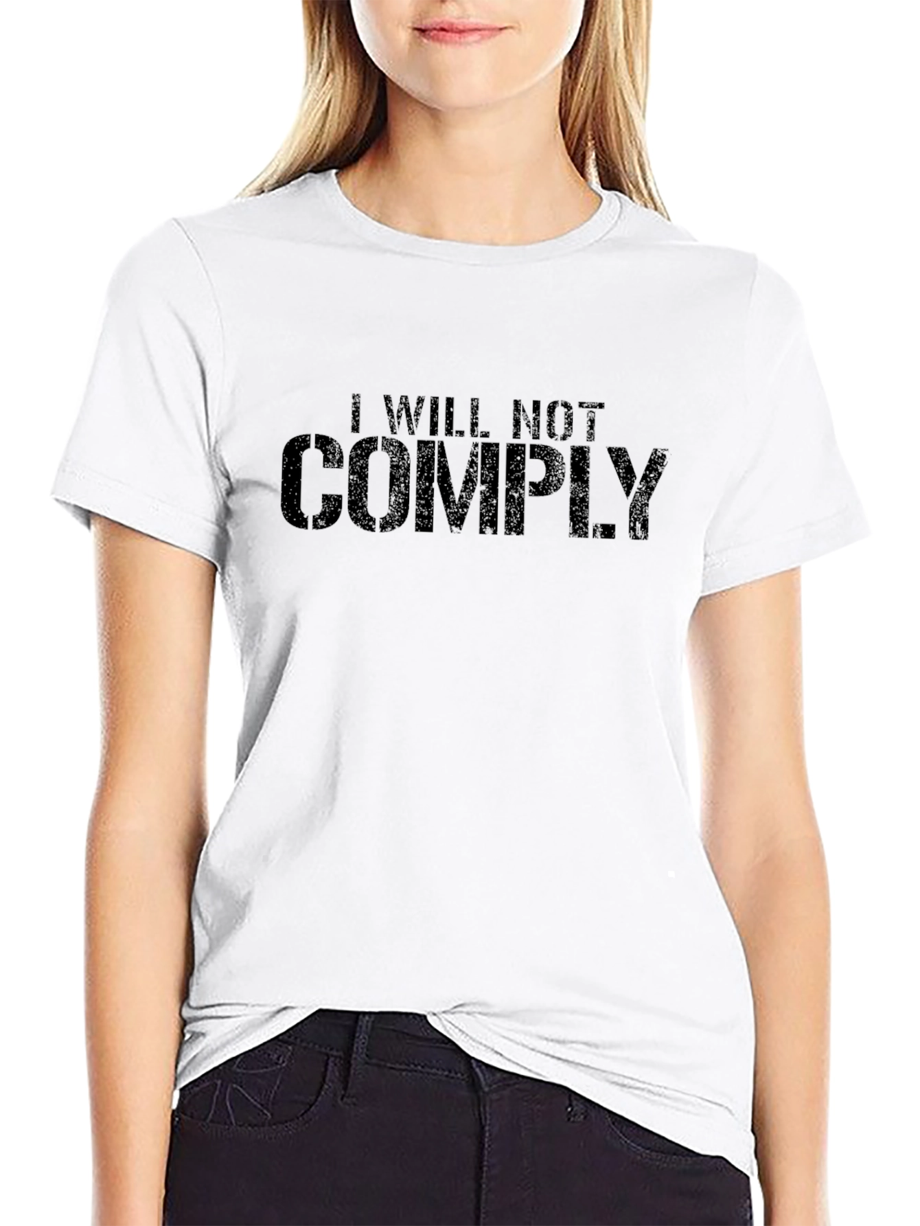 I Will Not Comply Black Graphic T-Shirt