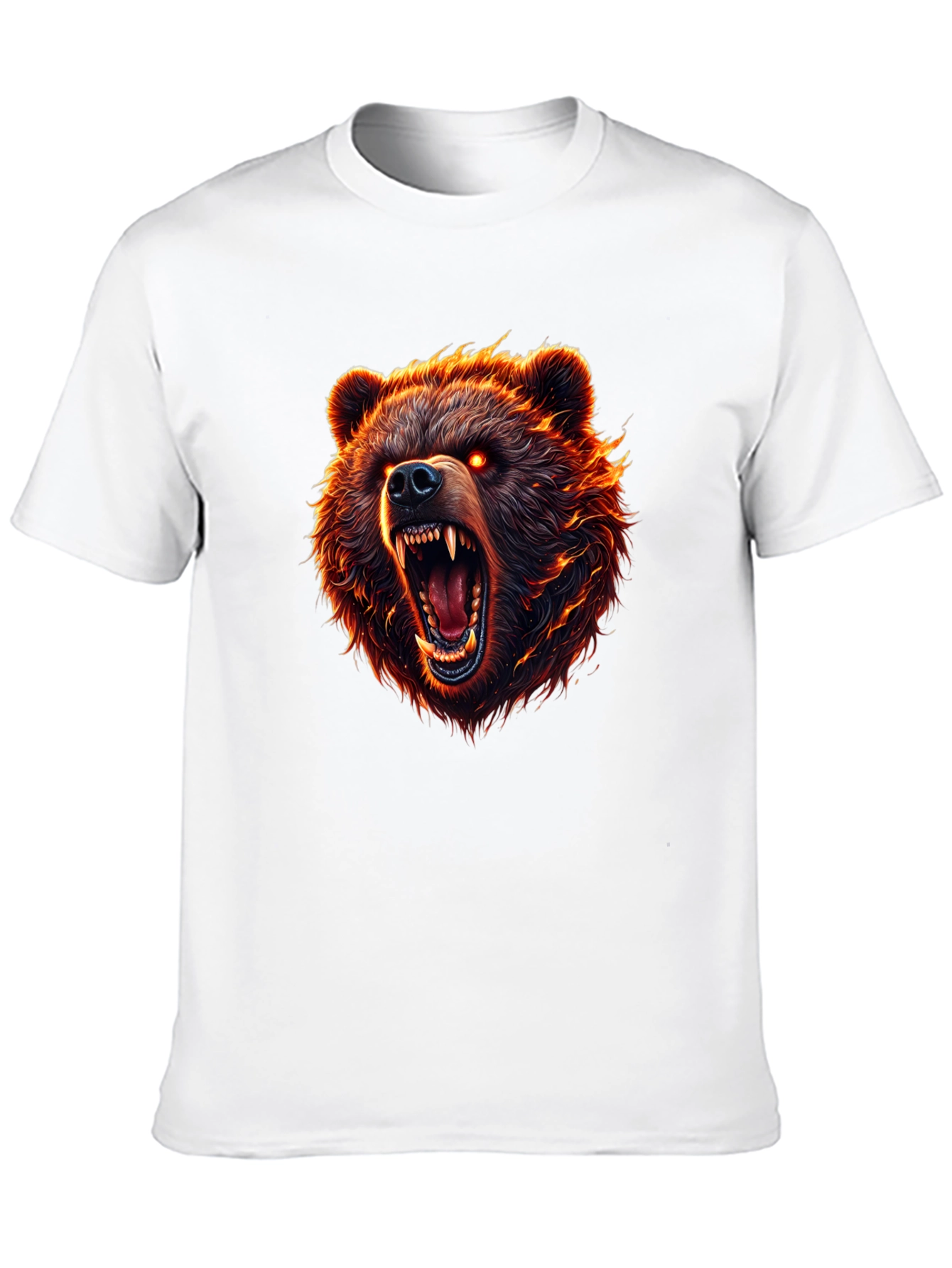Mens Black T-Shirt with Fierce Bear Graphic