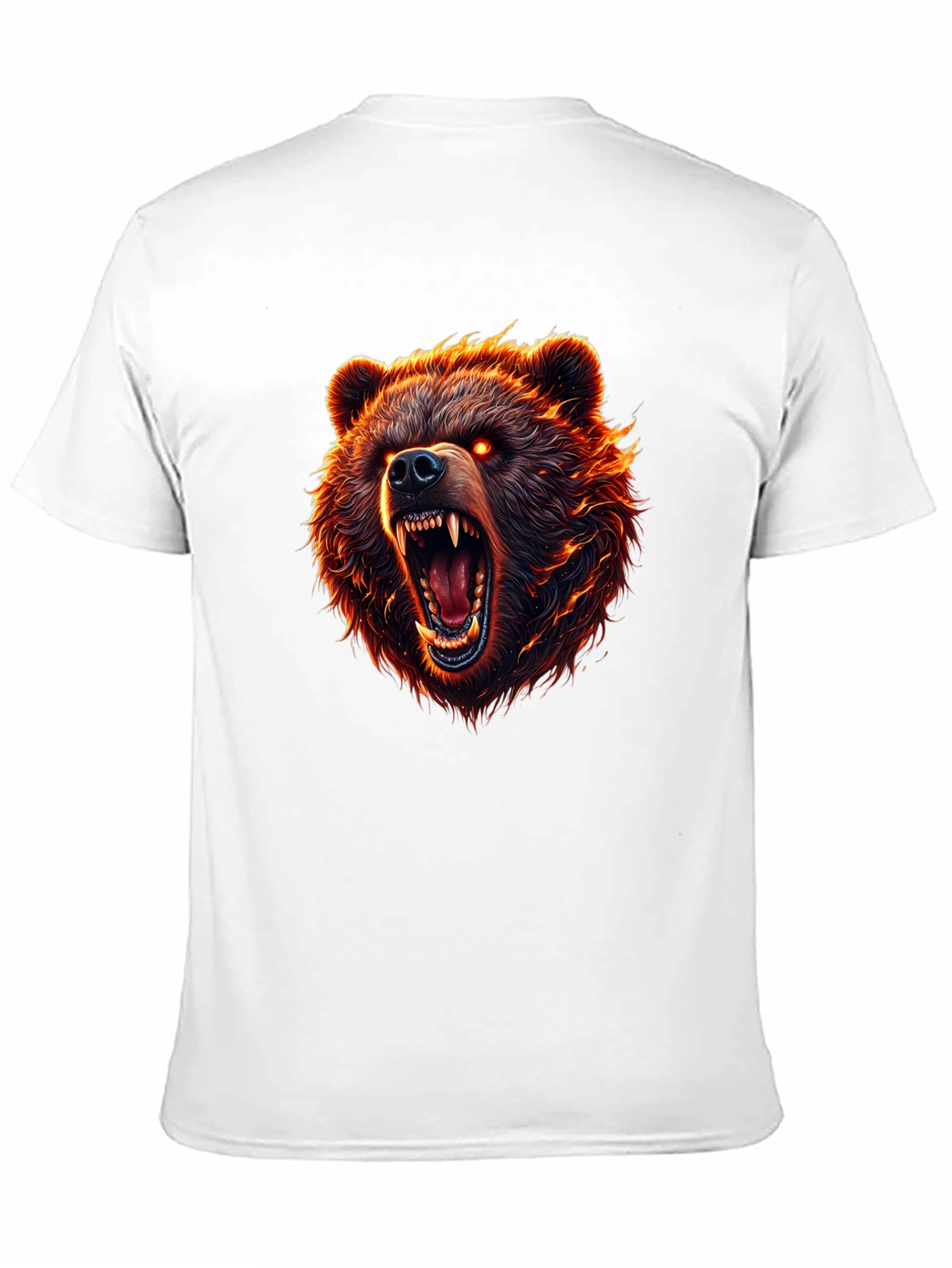 Mens Black T-Shirt with Fierce Bear Graphic