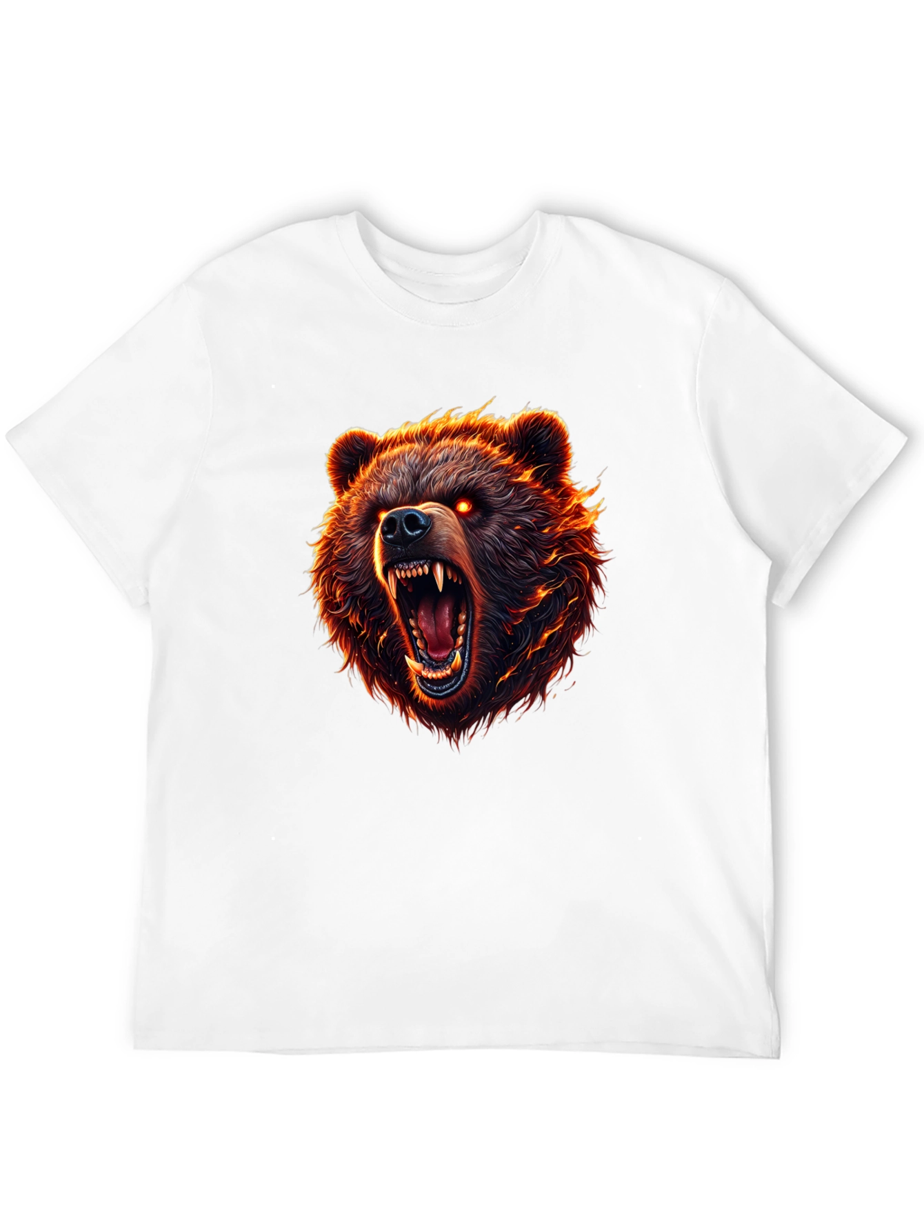 Mens Black T-Shirt with Fierce Bear Graphic