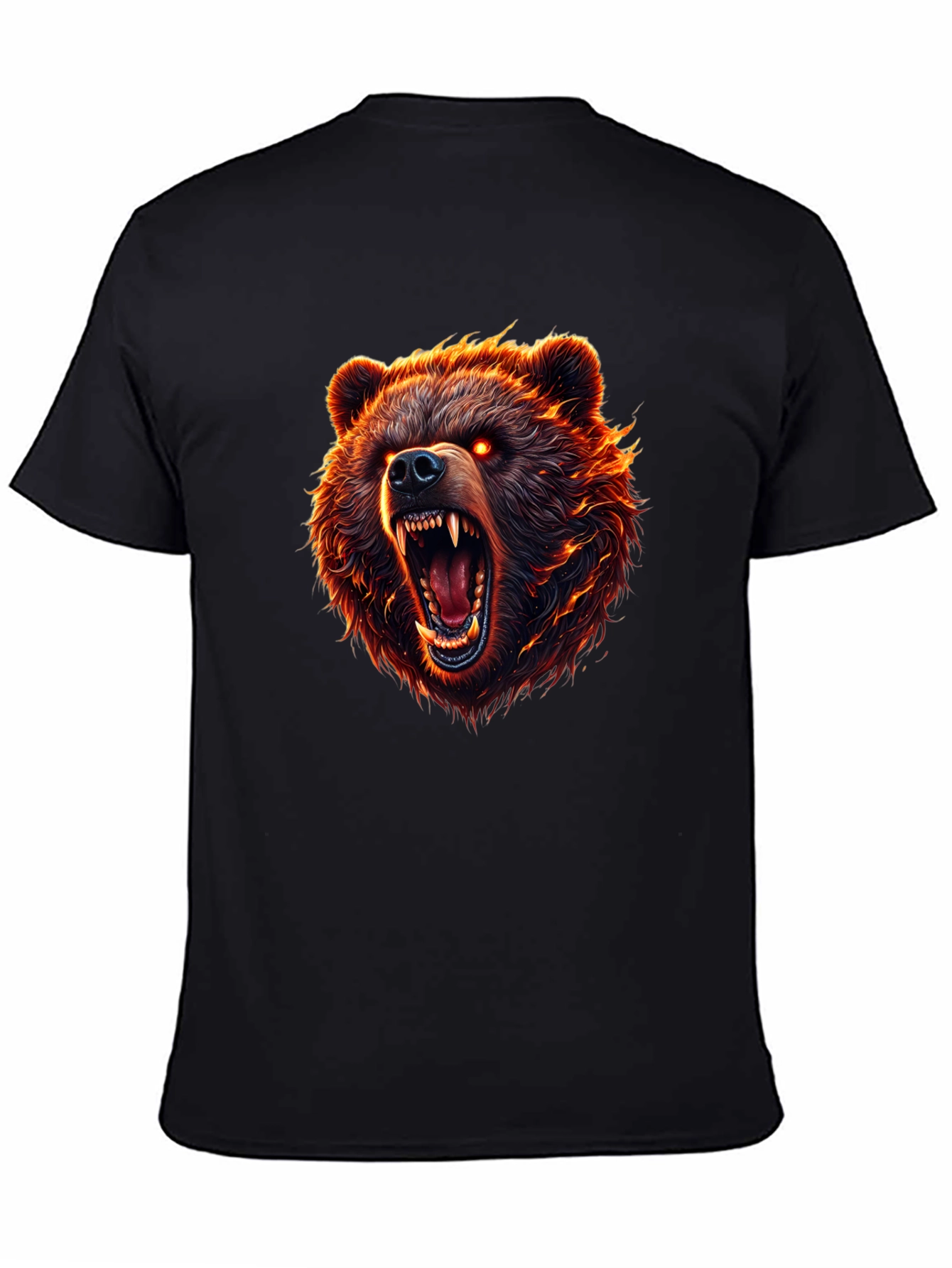 Mens Black T-Shirt with Fierce Bear Graphic