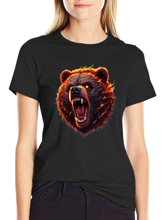 Mens Black T-Shirt with Fierce Bear Graphic