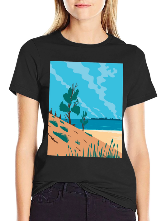 Beach Scene Graphic Tee - Mens Black T-Shirt