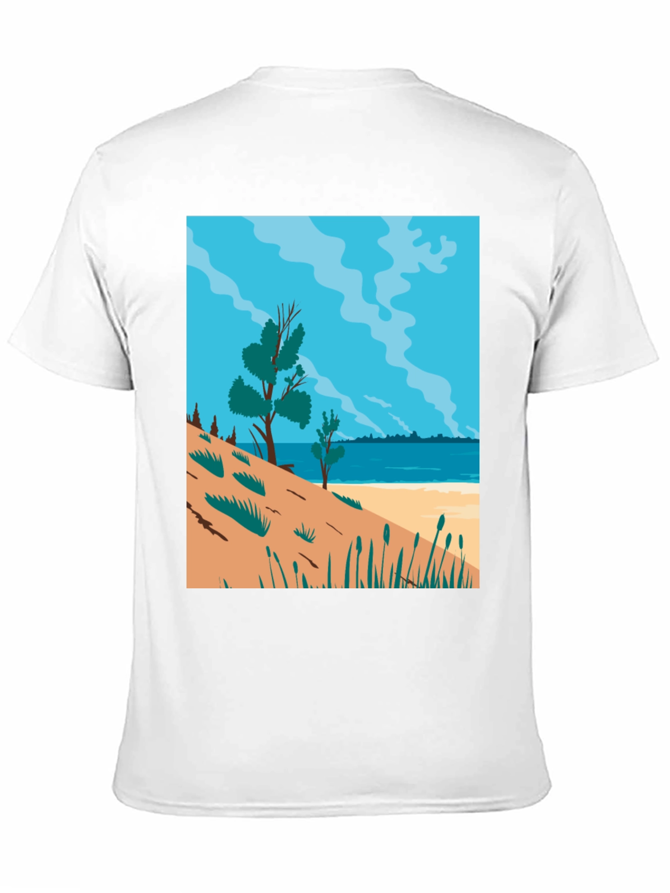 Beach Scene Graphic Tee - Mens Black T-Shirt