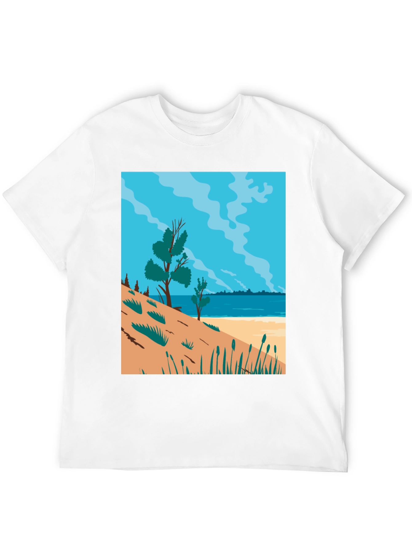 Beach Scene Graphic Tee - Mens Black T-Shirt