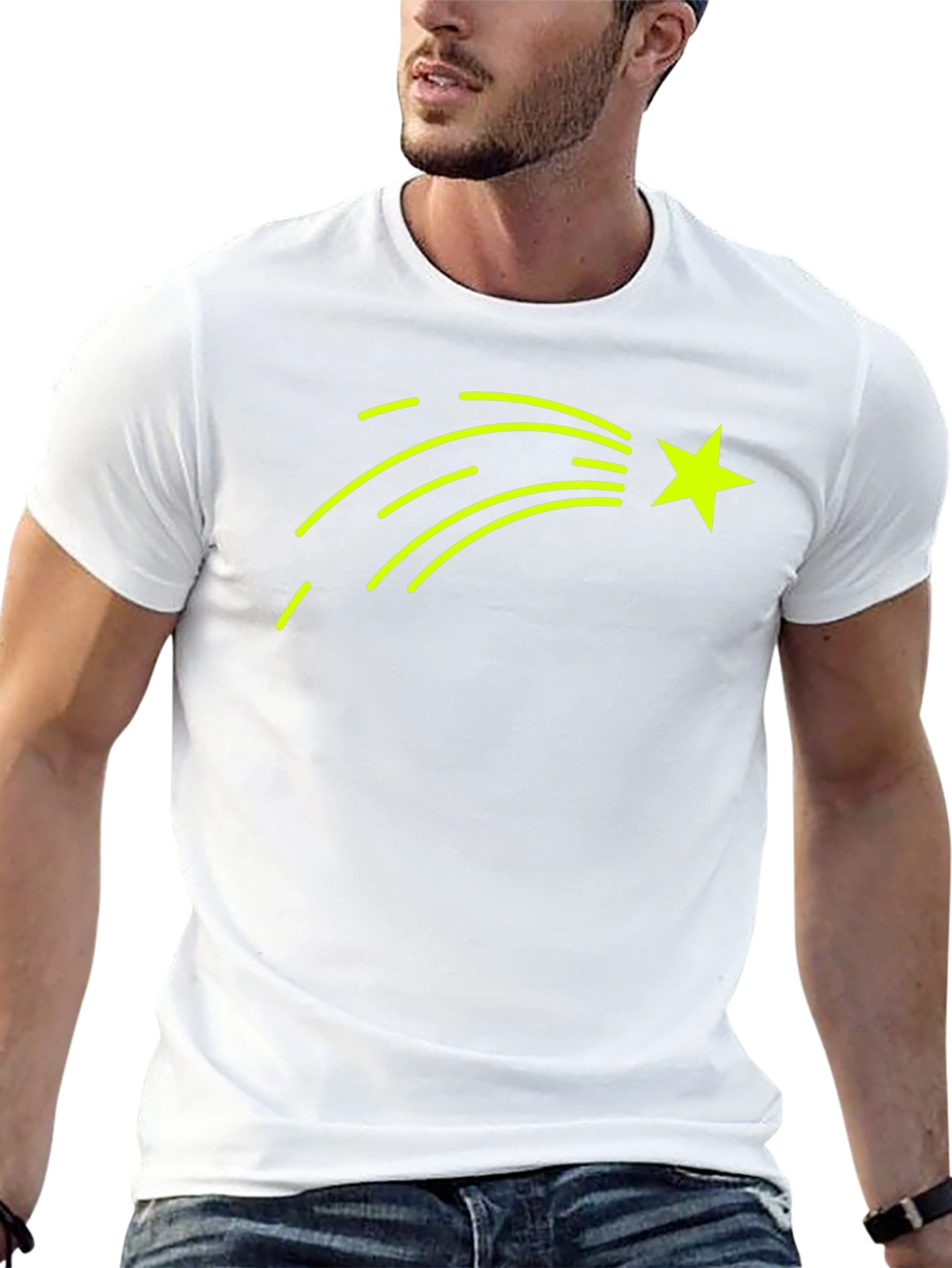 Shooting Star Graphic T-Shirt - Black Cotton Tee