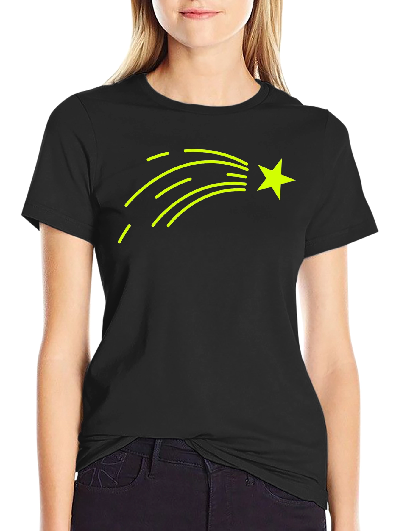 Shooting Star Graphic T-Shirt - Black Cotton Tee