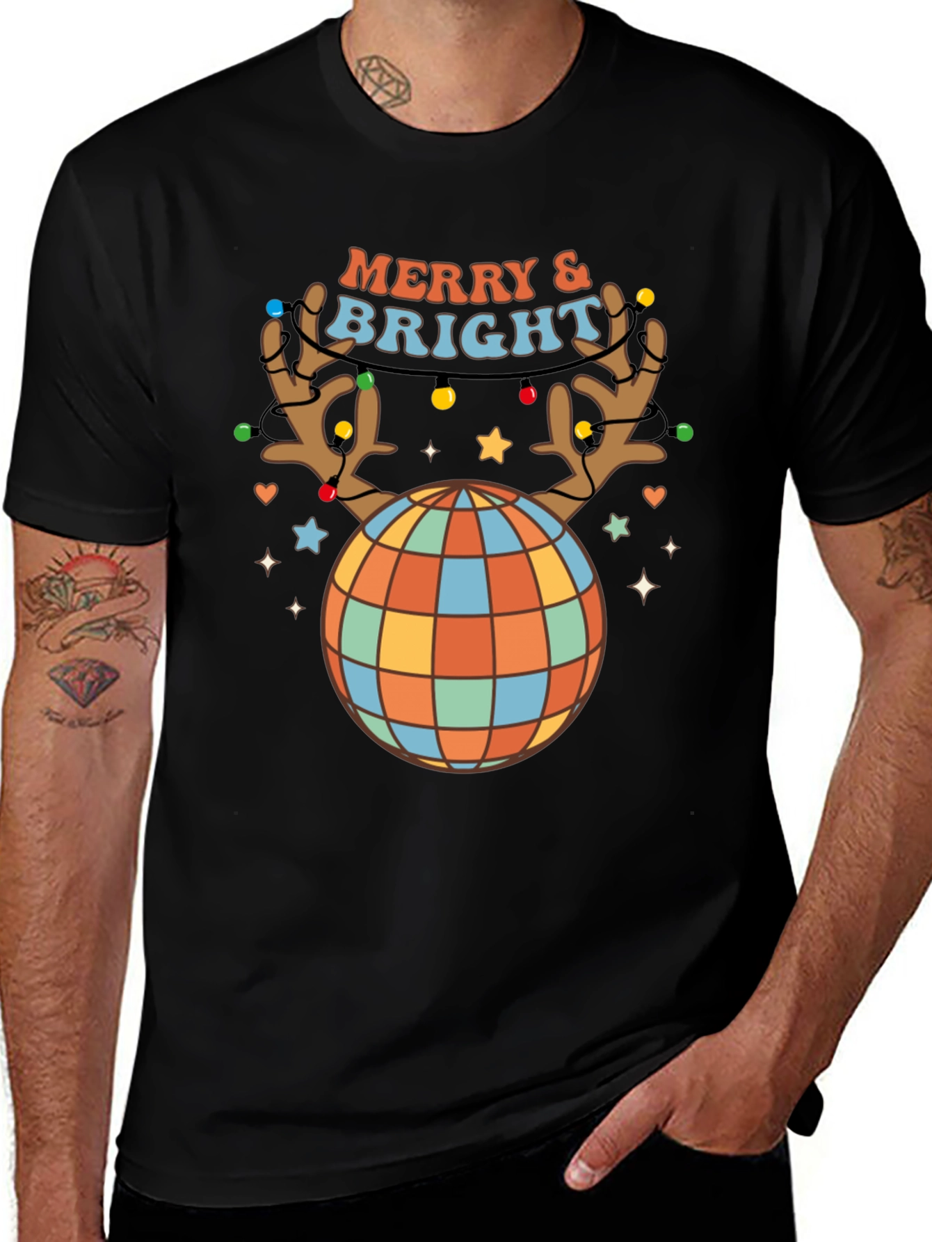 Retro Merry & Bright Holiday T-Shirt