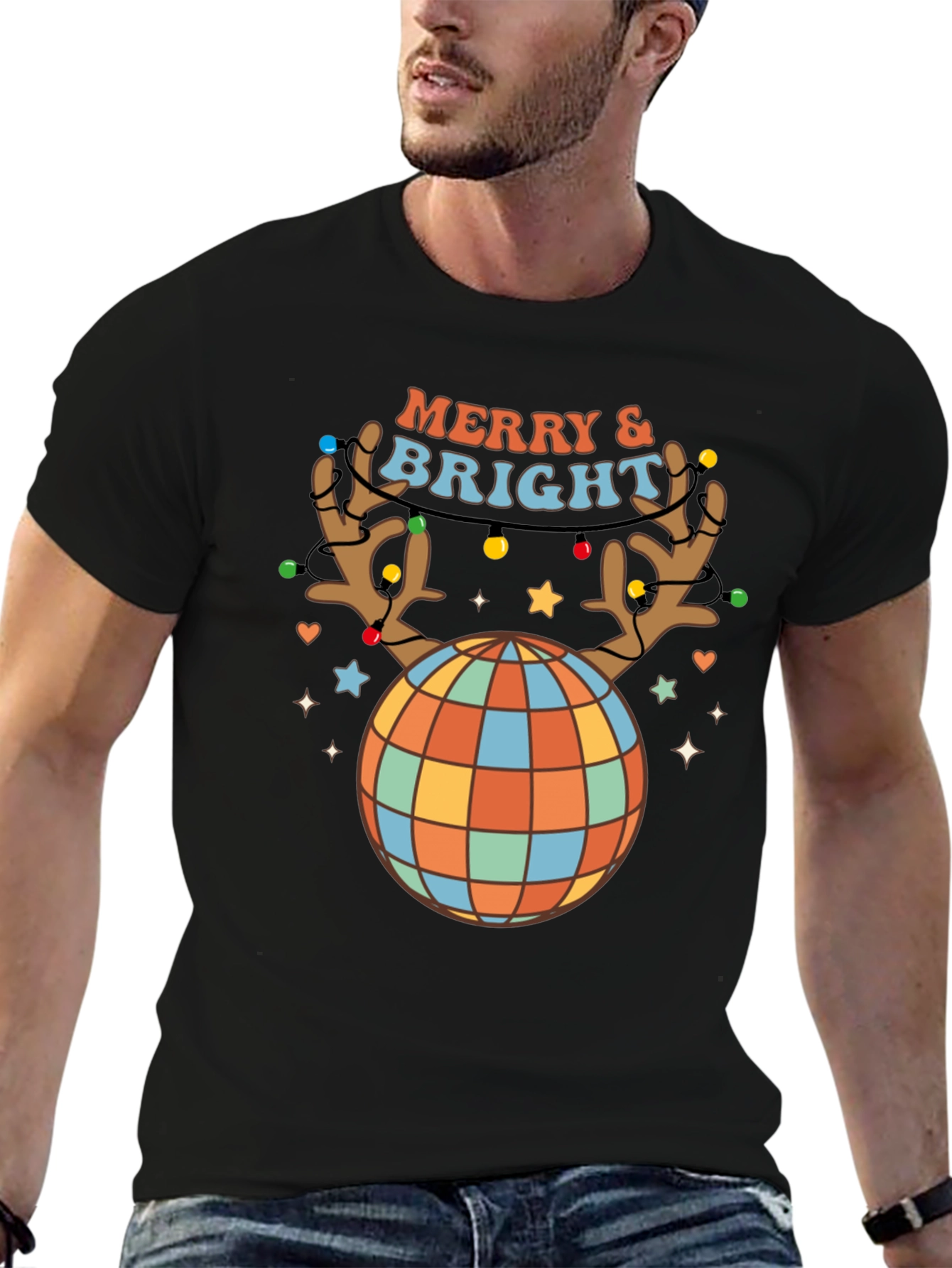Retro Merry & Bright Holiday T-Shirt