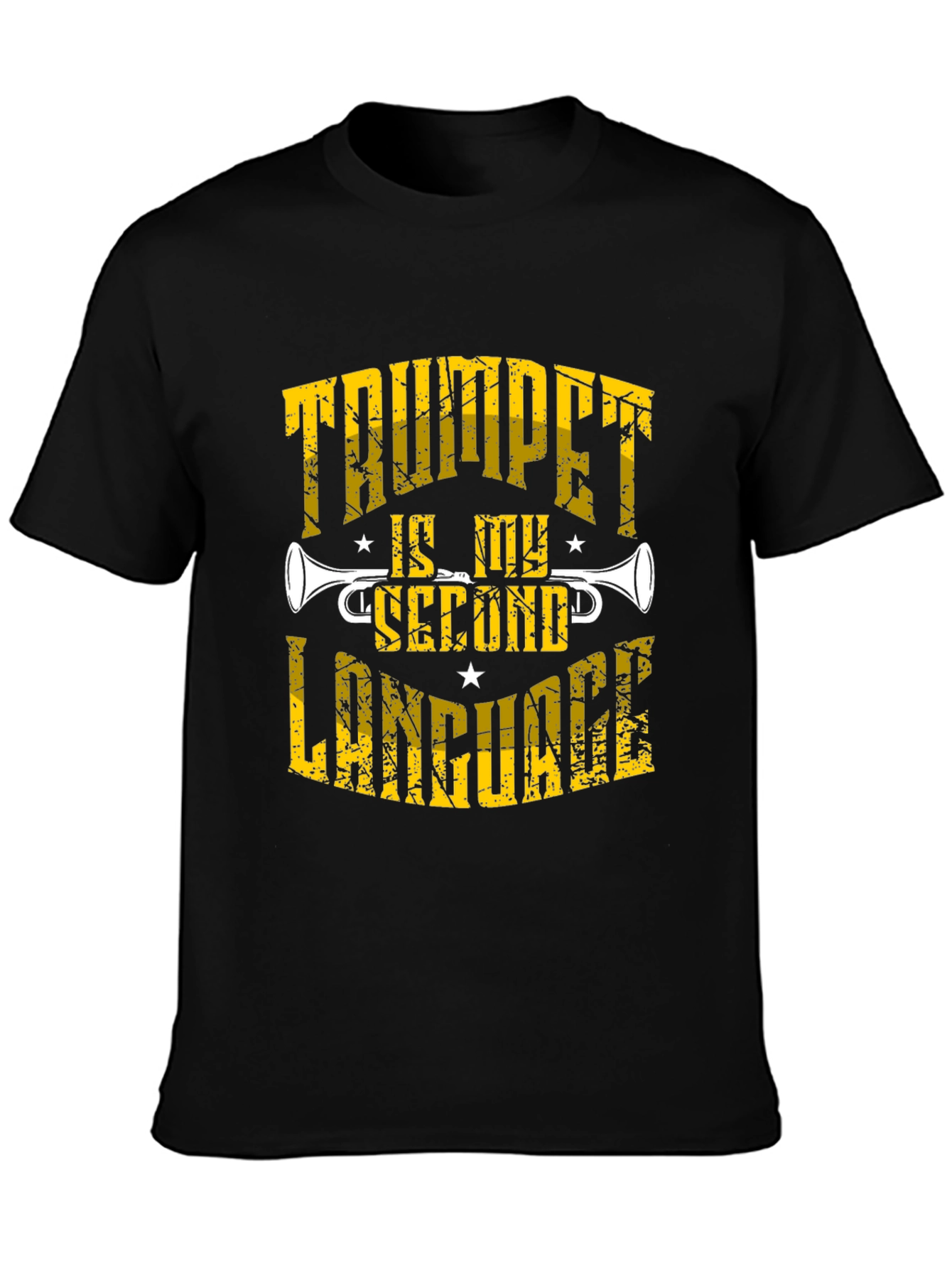Trumpet is My Second Language Black T-Shirt