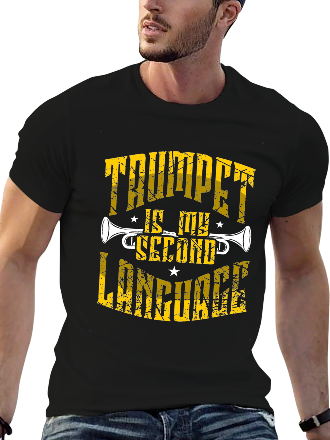 Trumpet is My Second Language Black T-Shirt