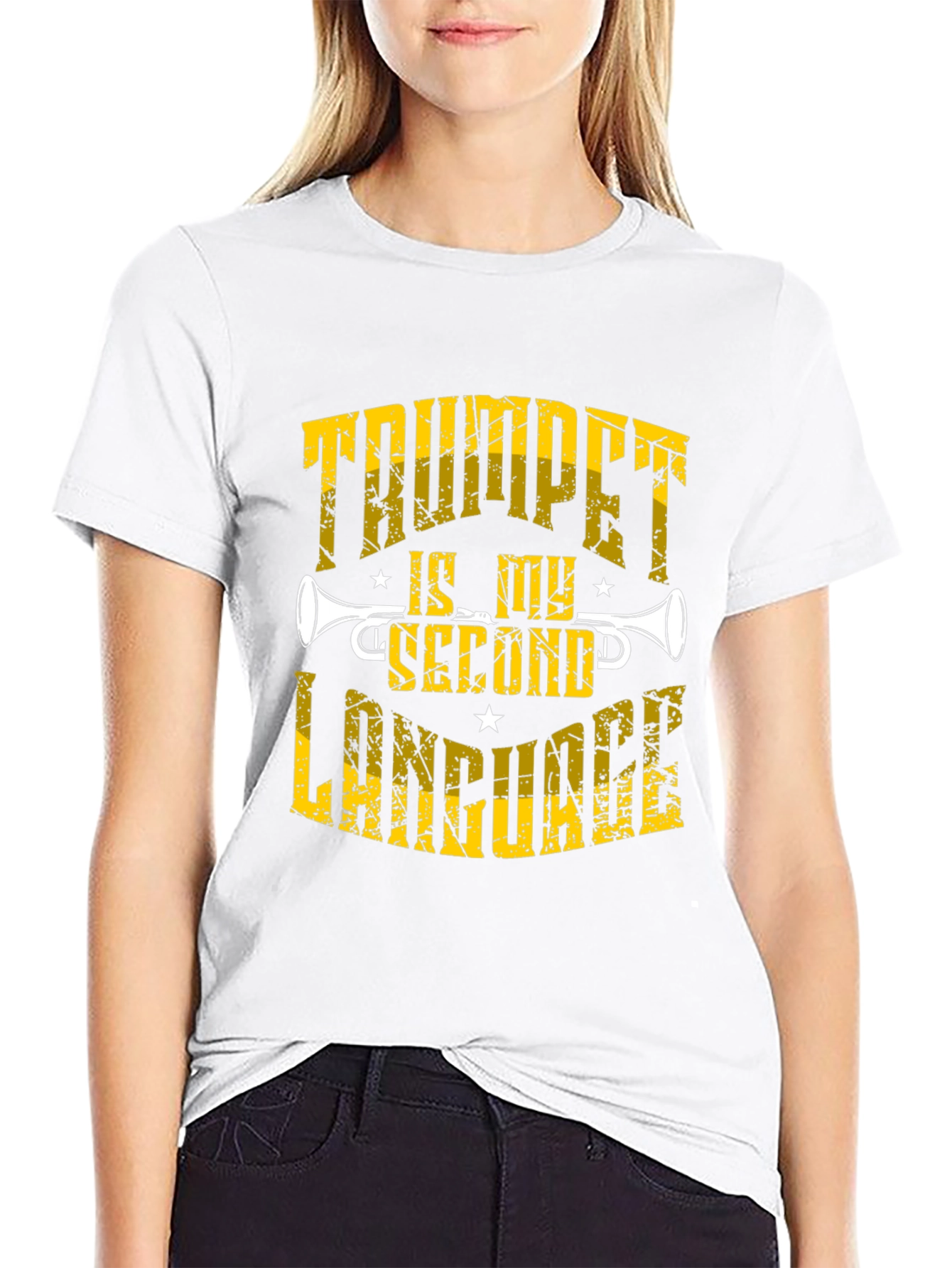 Trumpet is My Second Language Black T-Shirt