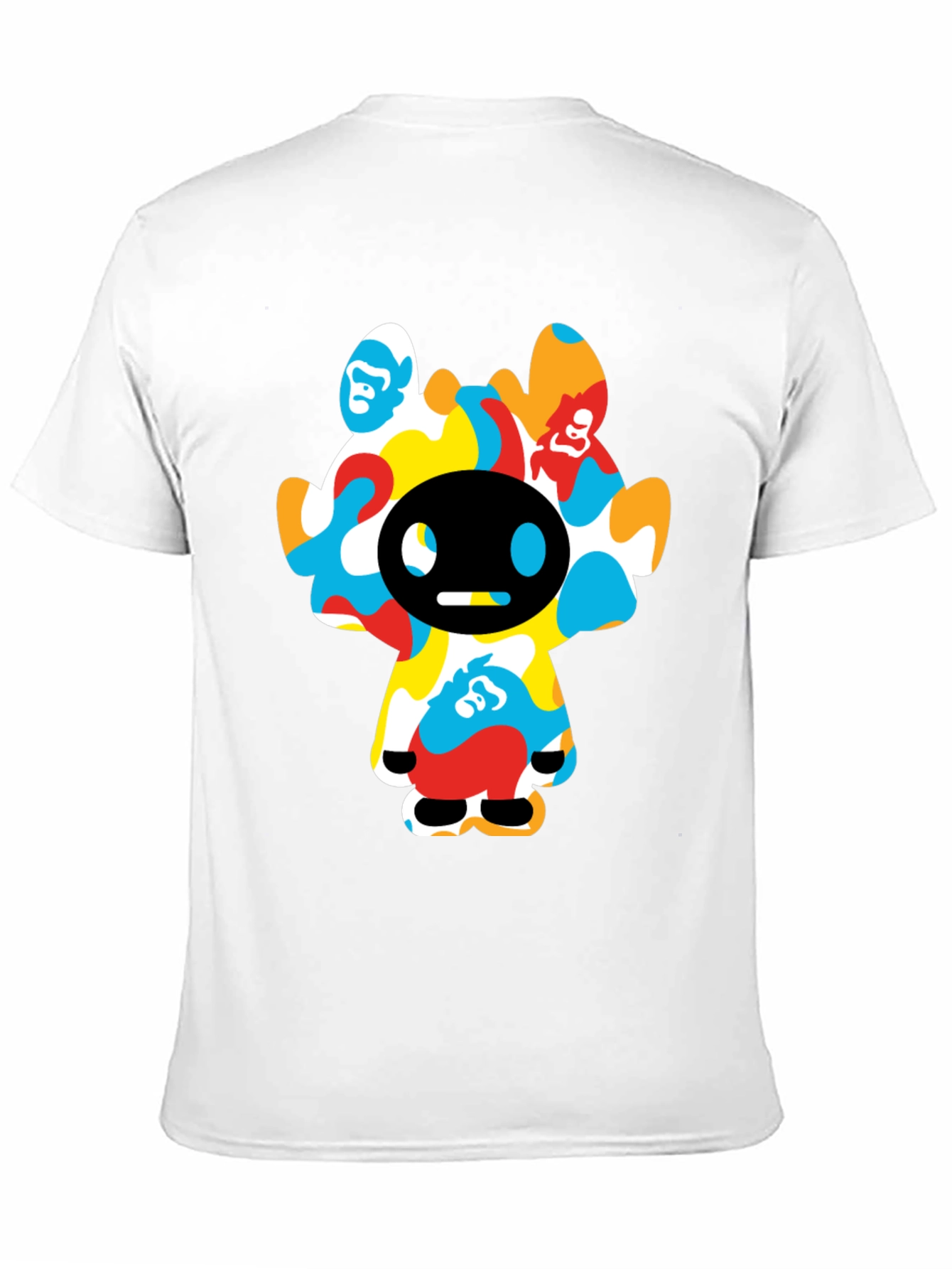 Funky Cartoon Character Graphic Tee - Black Cotton