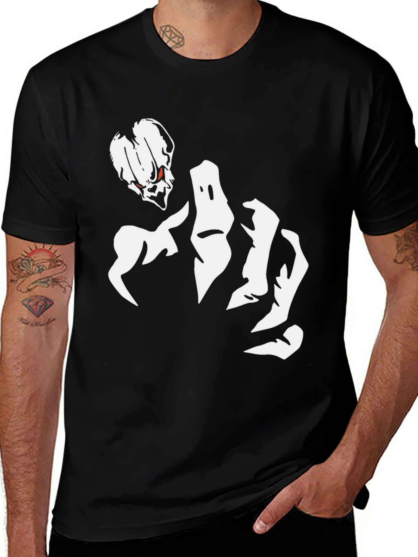 Skull & Hand Graphic Tee - Black Cotton Blend