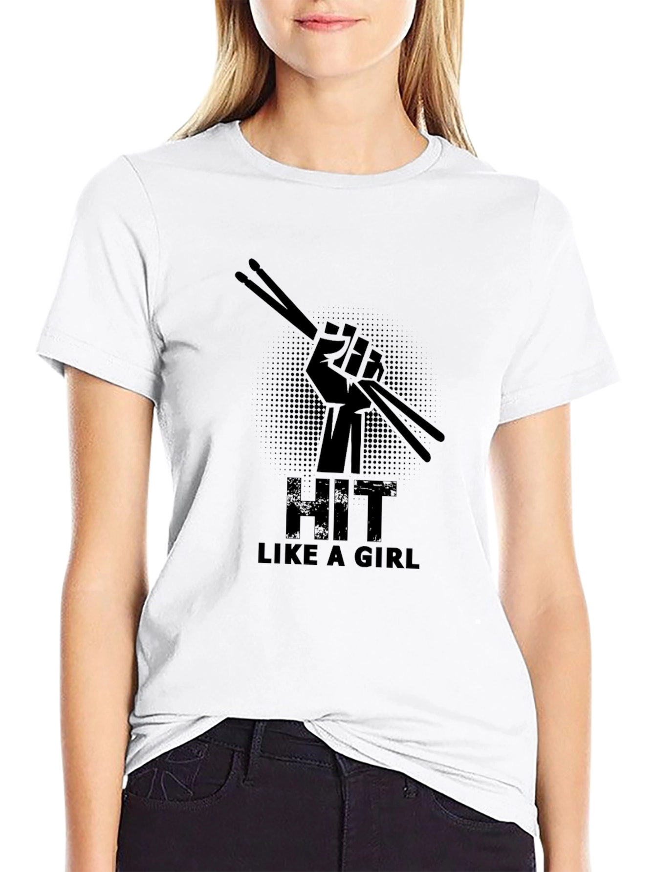 Hit Like a Girl Graphic T-Shirt - Black