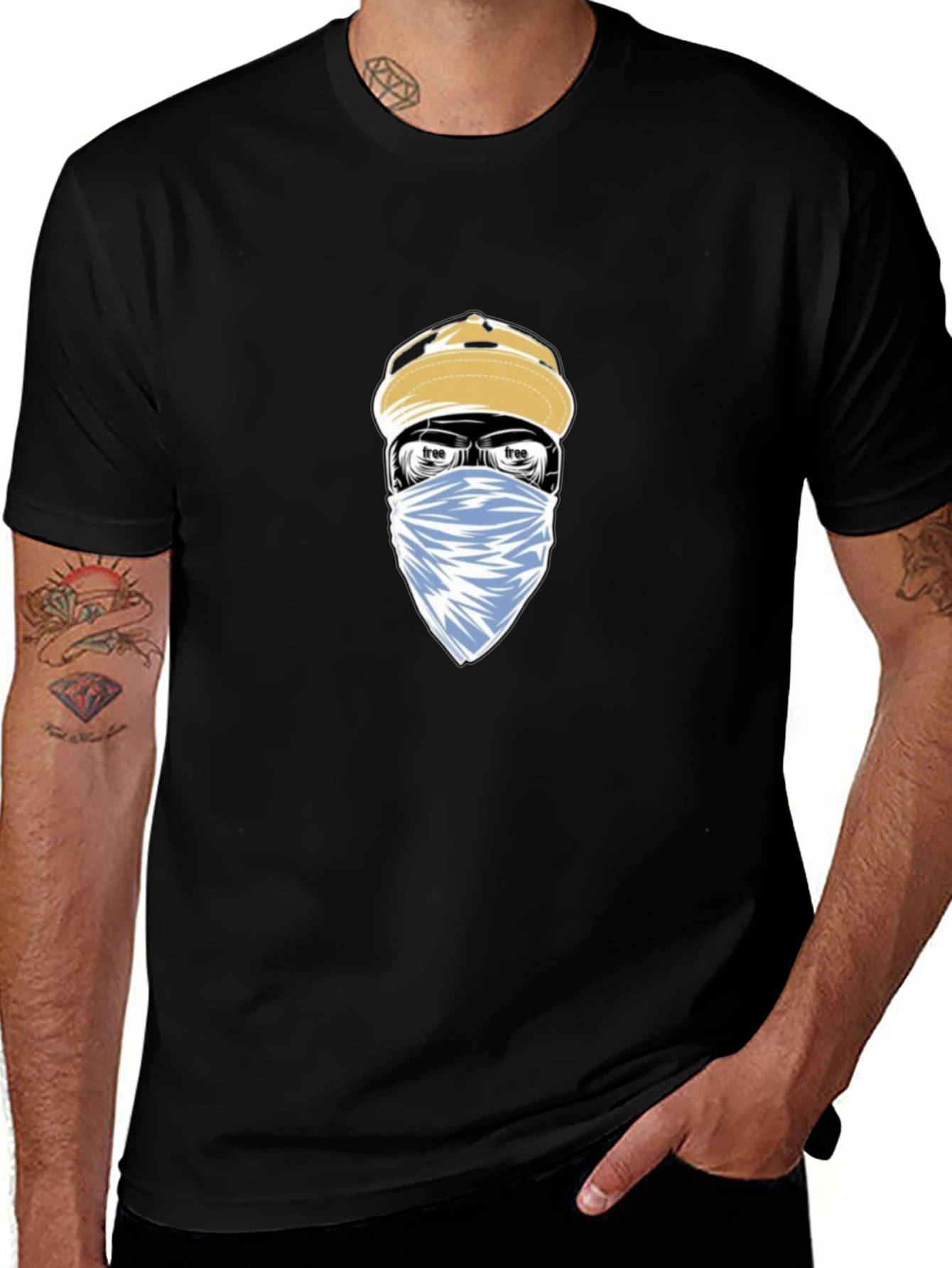 Urban Style Graphic Tee - Masked Character Design