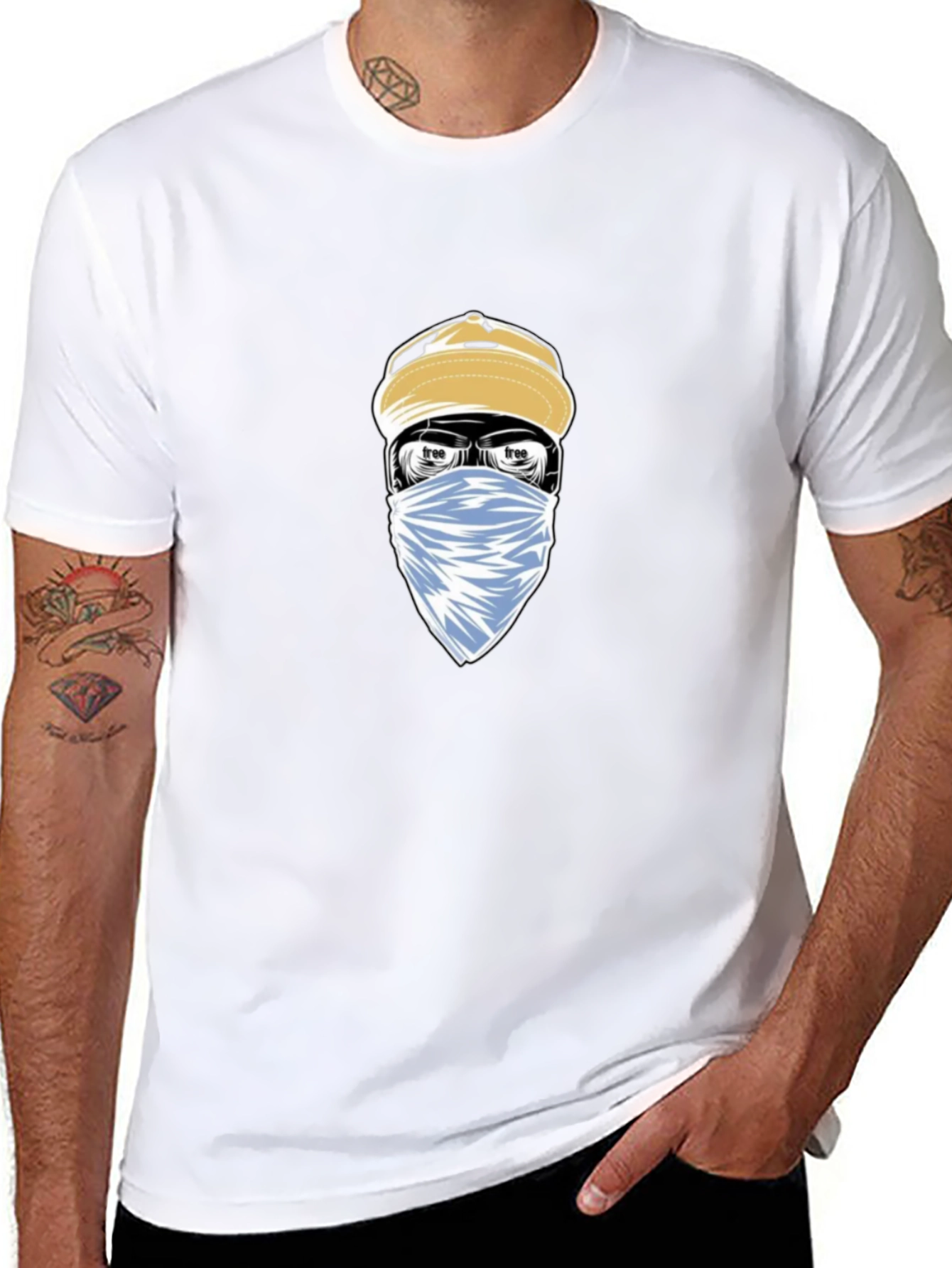 Urban Style Graphic Tee - Masked Character Design