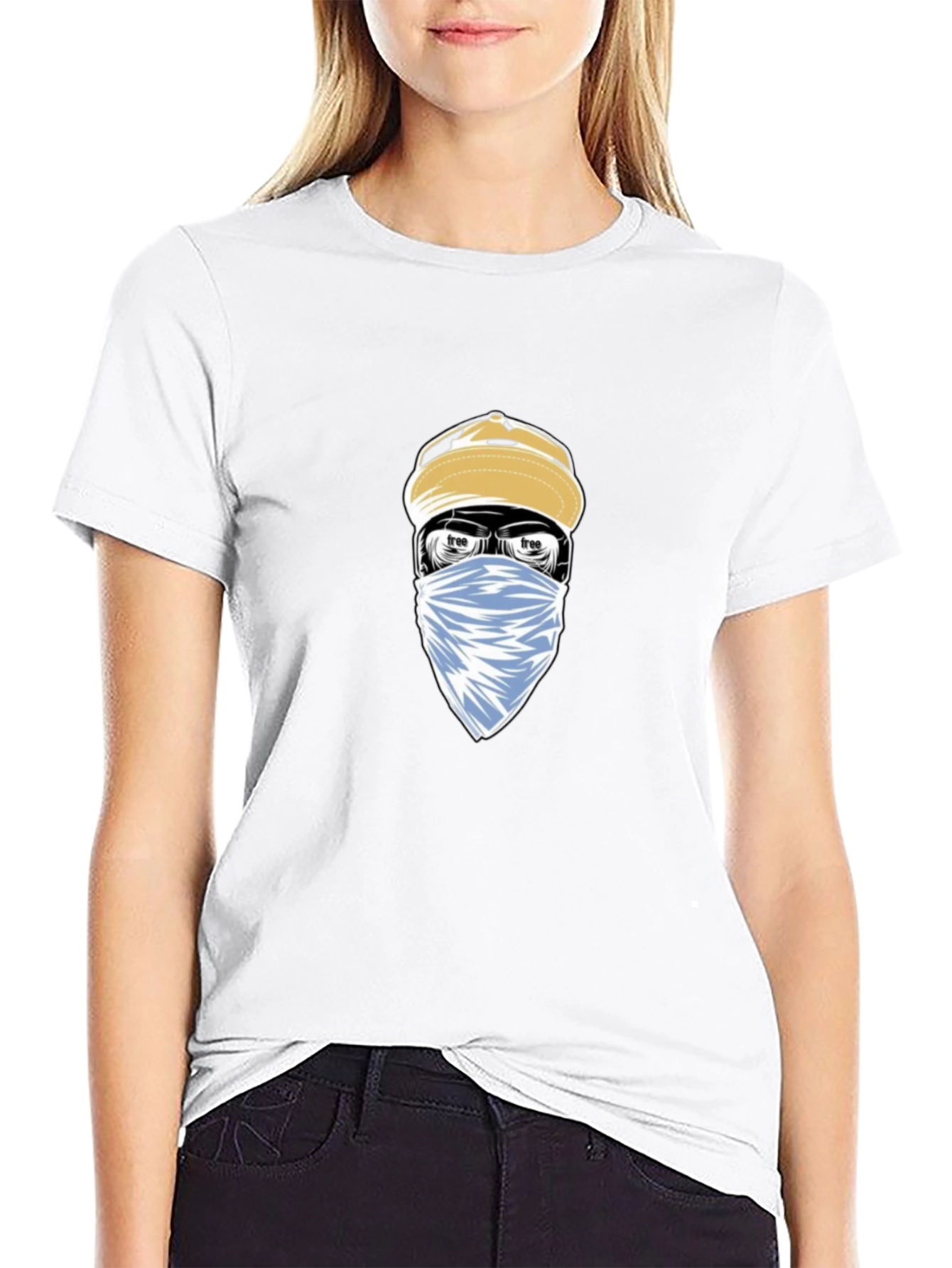 Urban Style Graphic Tee - Masked Character Design