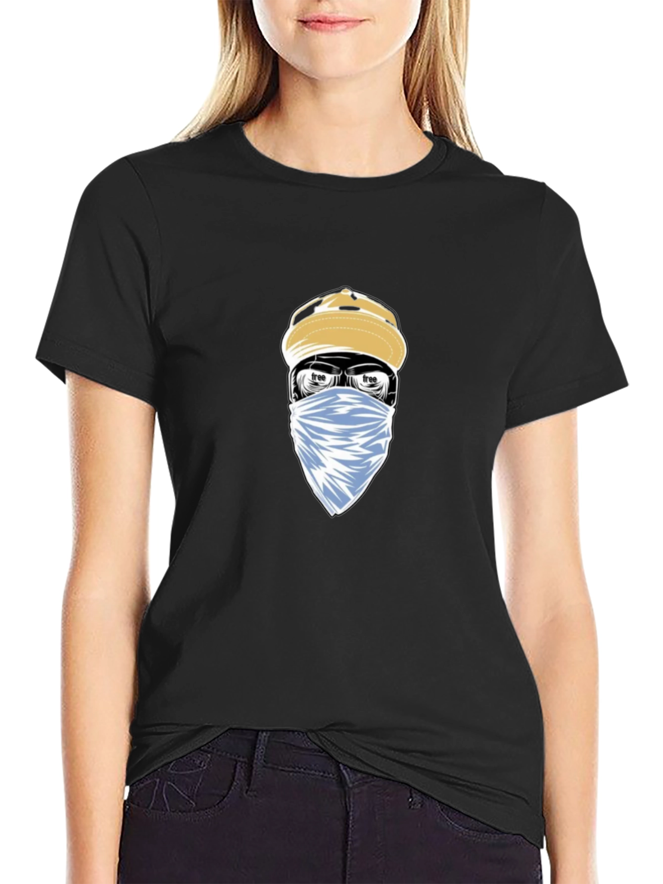 Urban Style Graphic Tee - Masked Character Design