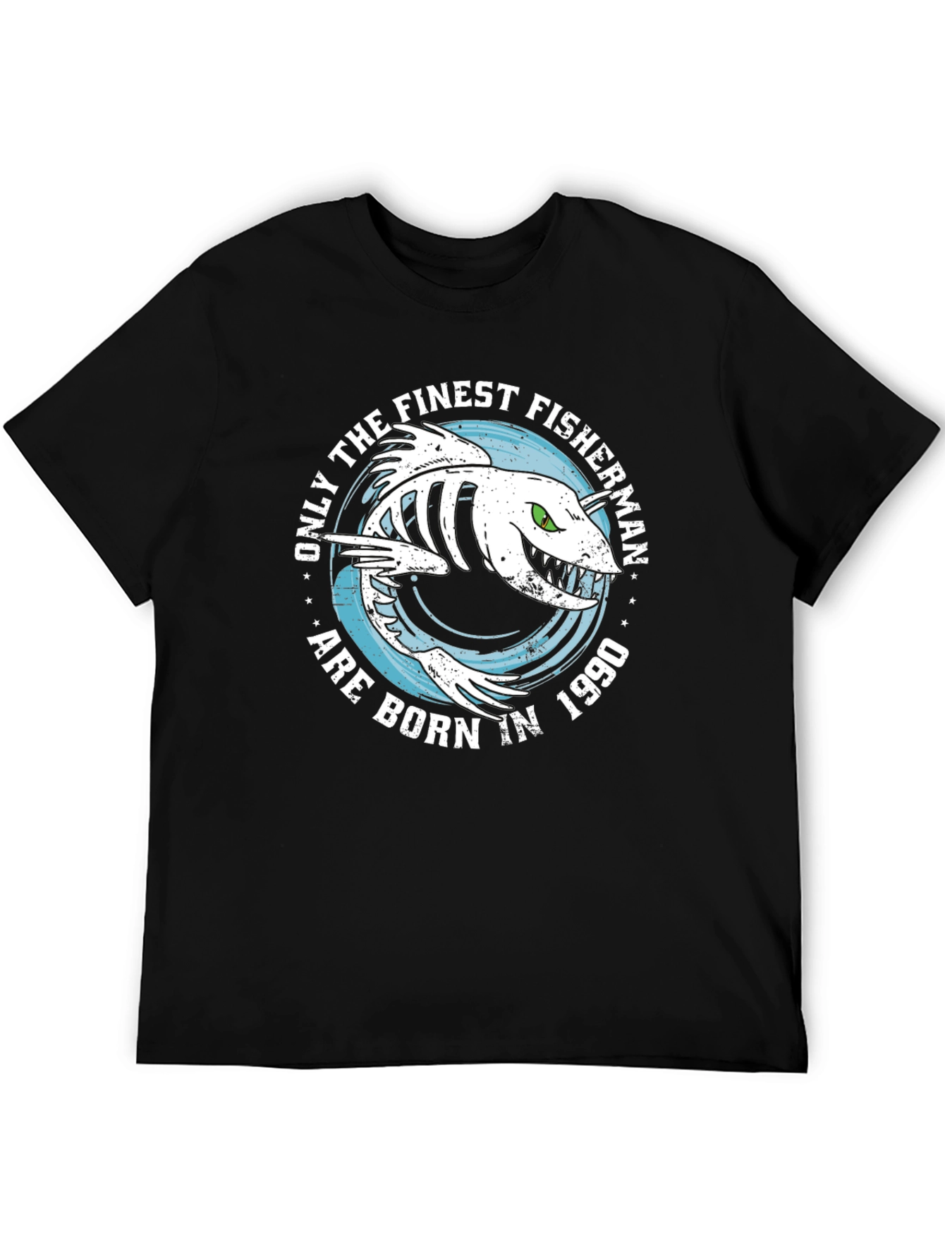 Finest Fisherman Born in 1990 Black T-Shirt