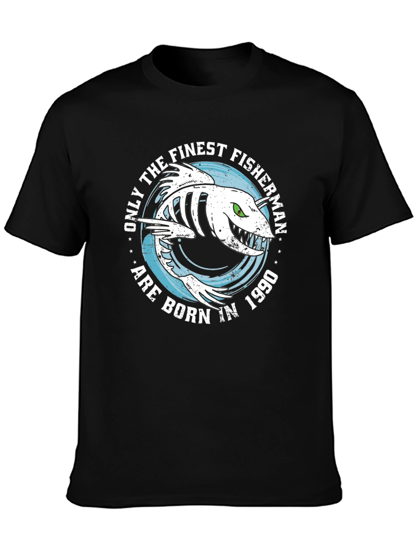 Finest Fisherman Born in 1990 Black T-Shirt