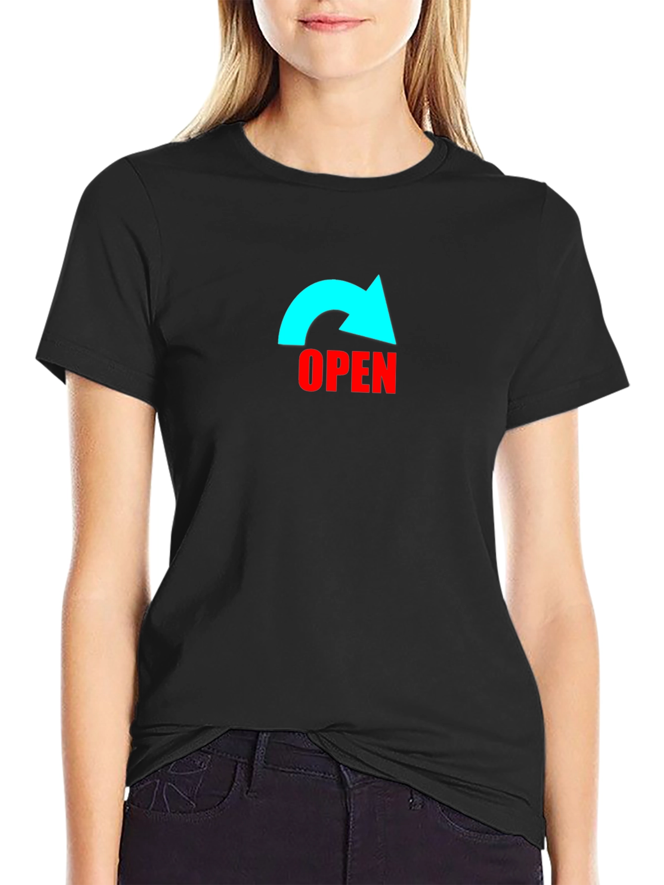 Open Arrow Graphic Black T-Shirt