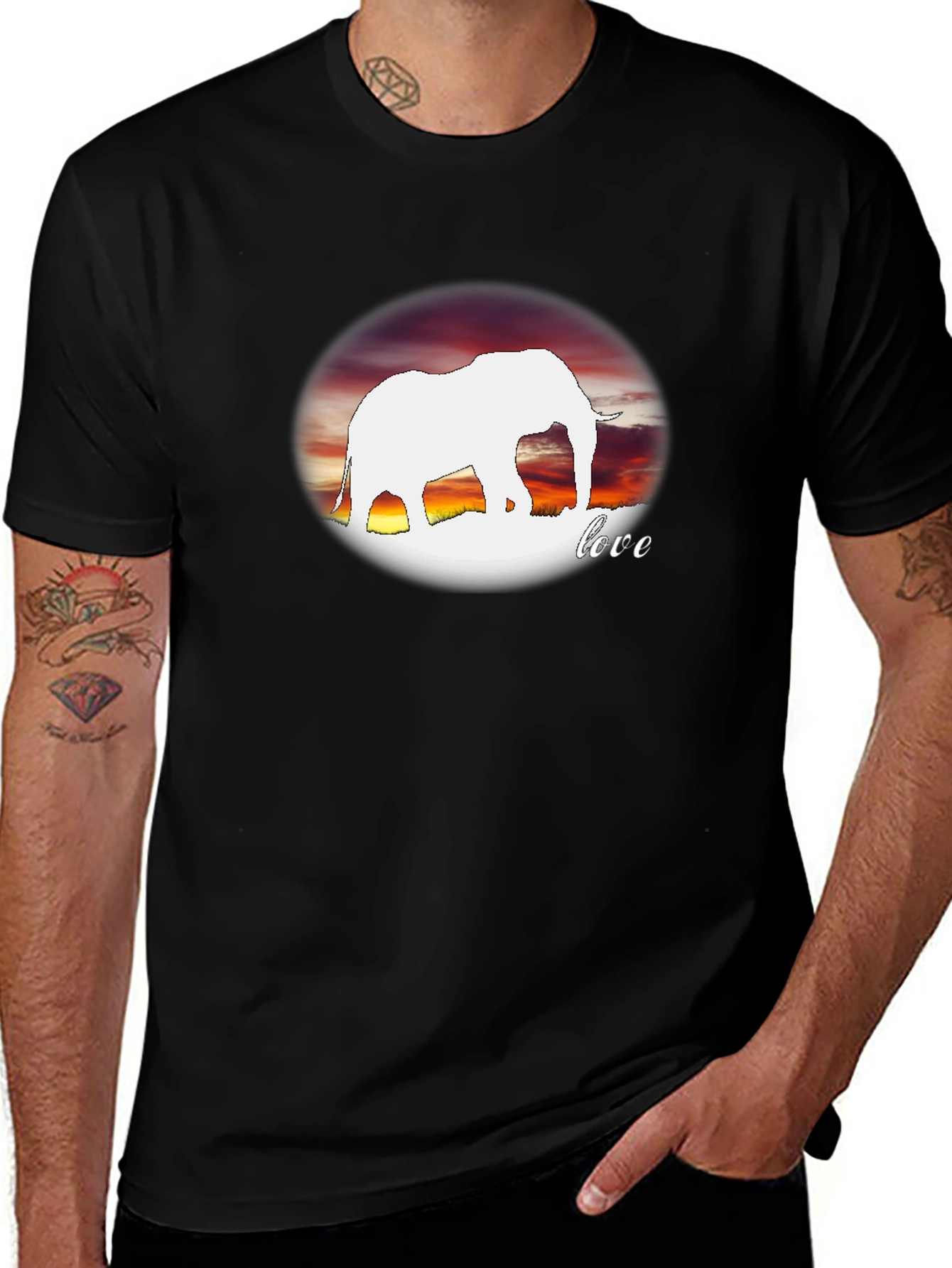 Elephant Love Graphic Black Tee