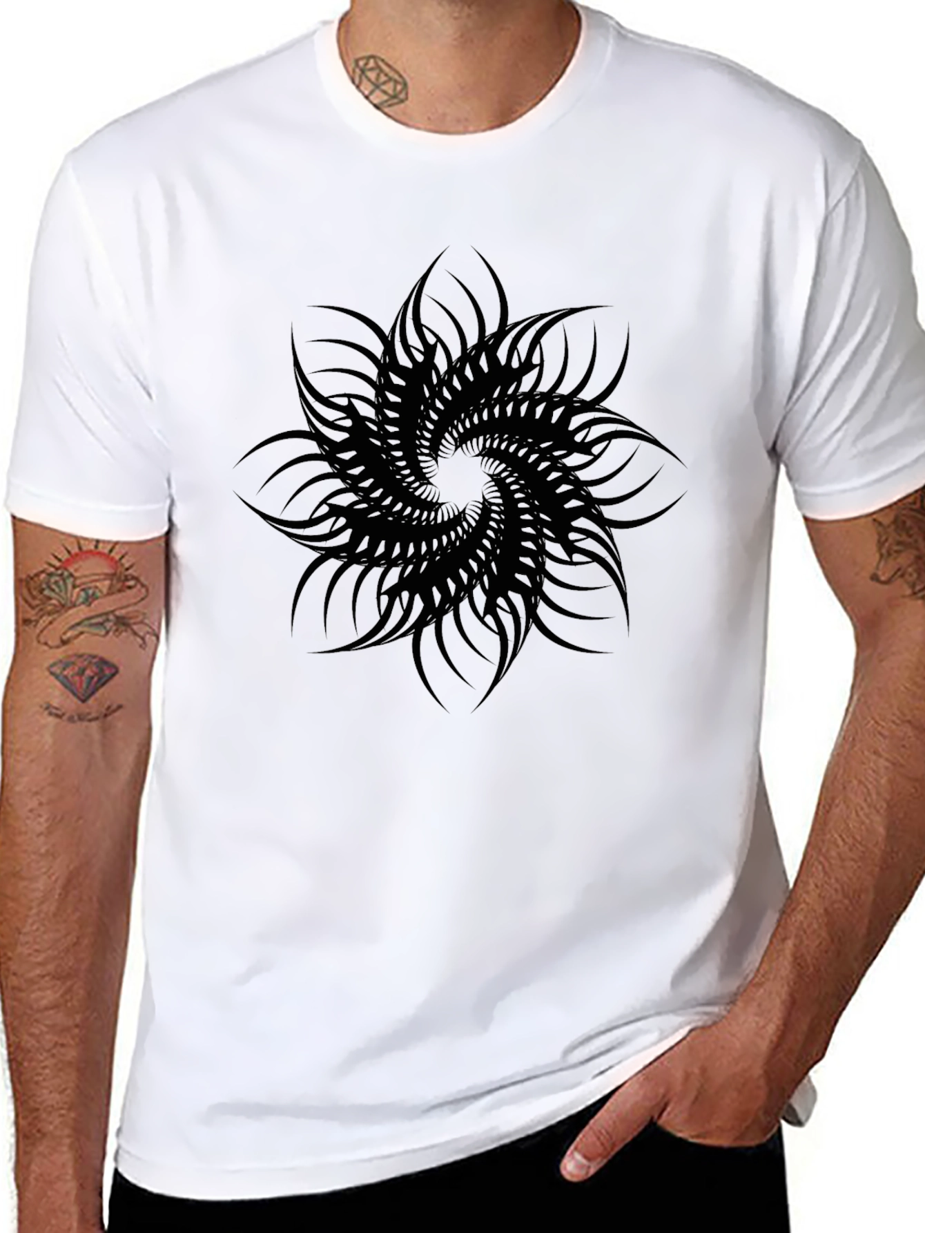 Abstract Swirl Graphic Tee - Black Cotton