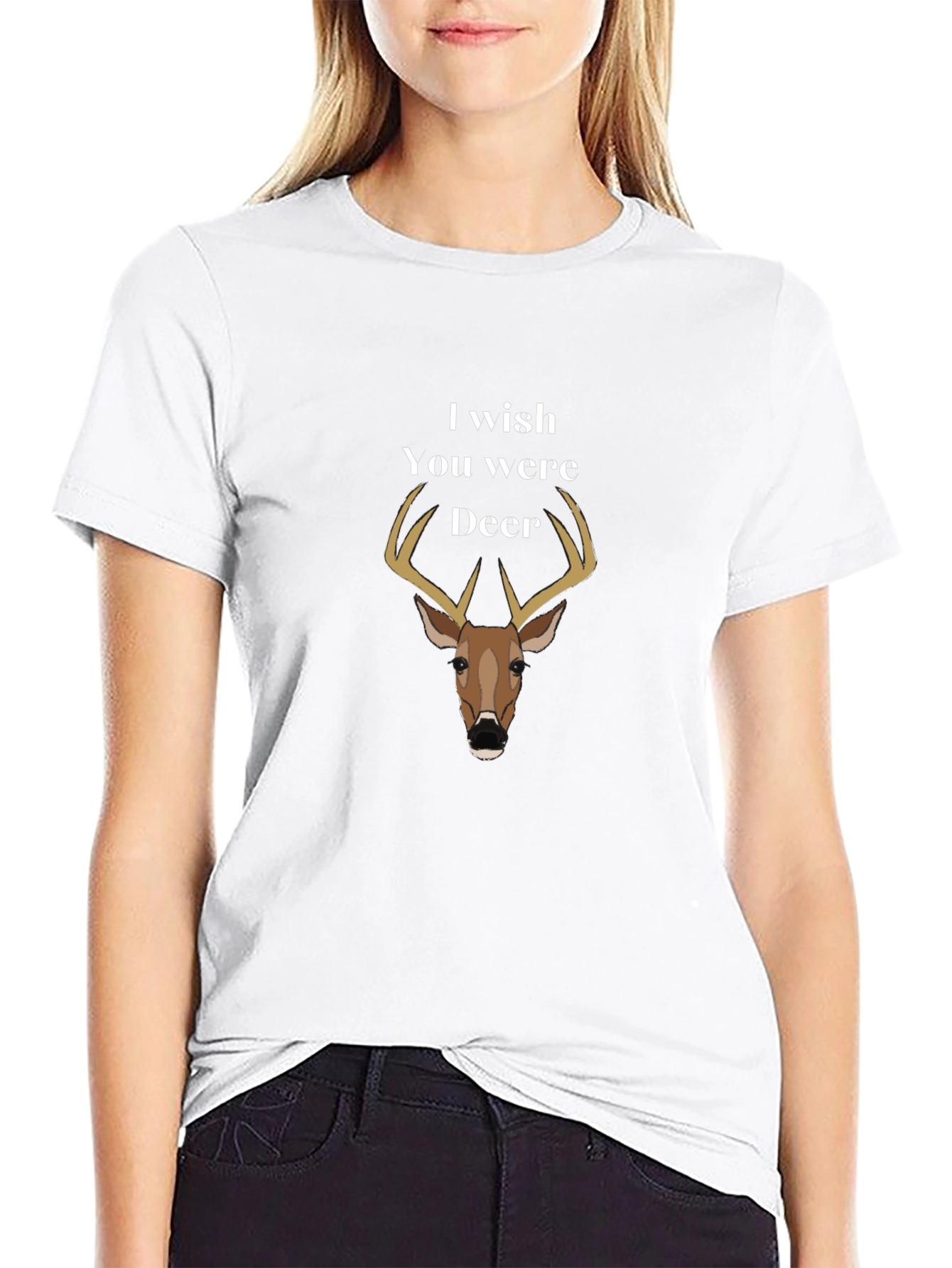 I Wish You Were Deer Black T-Shirt