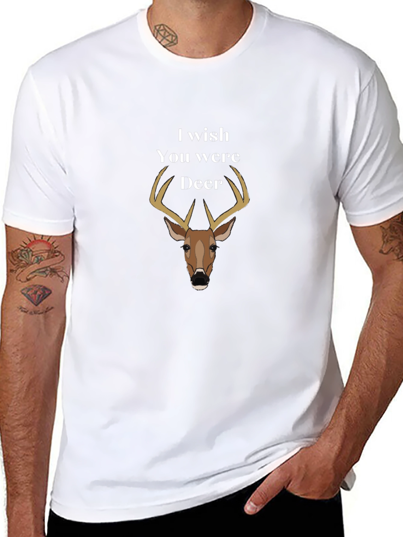 I Wish You Were Deer Black T-Shirt