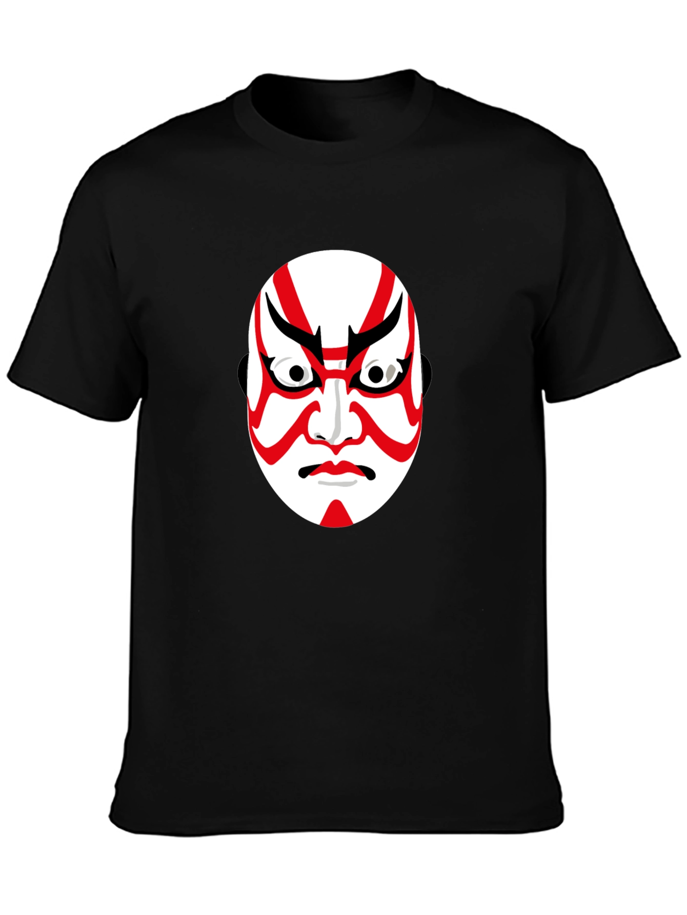 Kabuki Mask Graphic Tee - Black Cotton T-Shirt