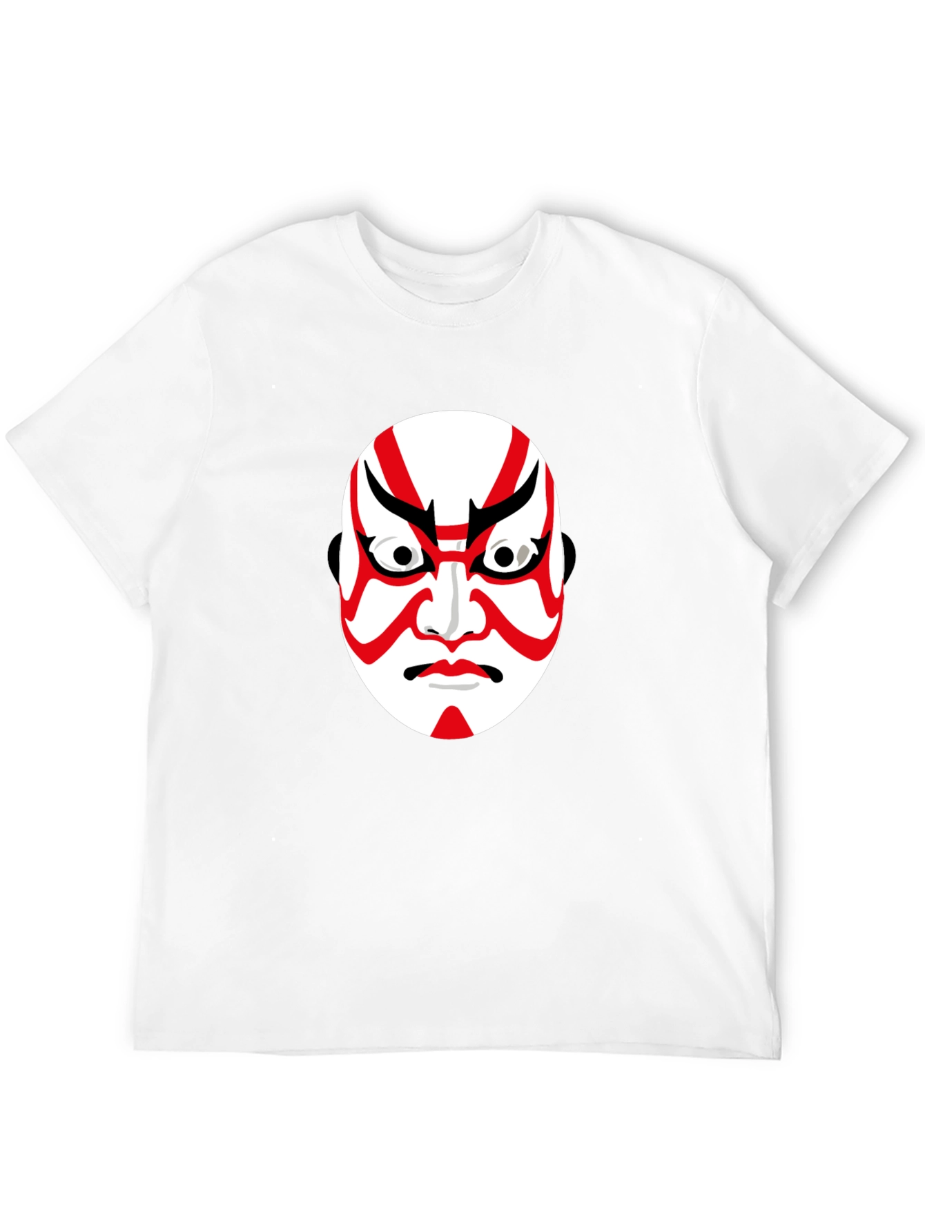 Kabuki Mask Graphic Tee - Black Cotton T-Shirt