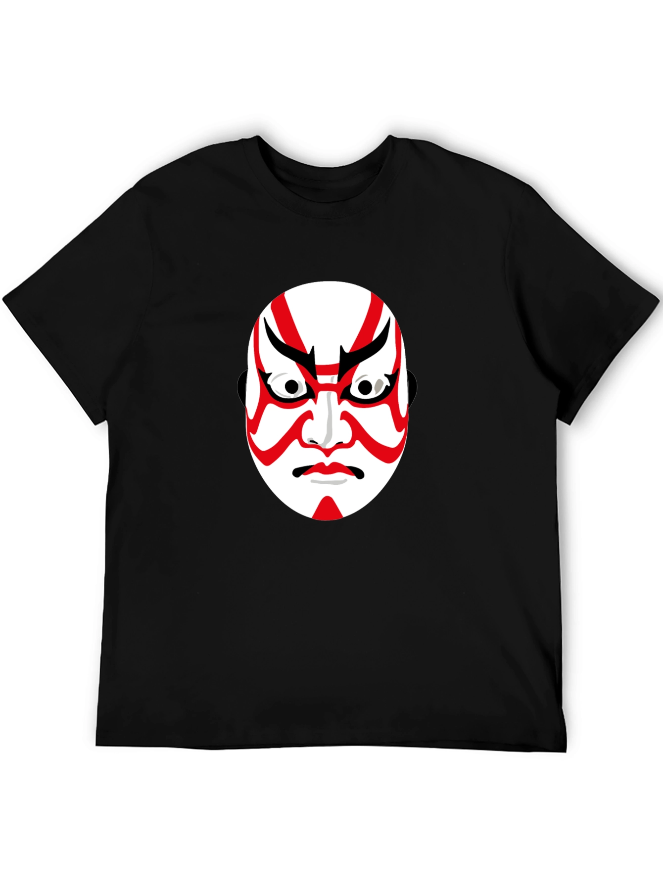 Kabuki Mask Graphic Tee - Black Cotton T-Shirt