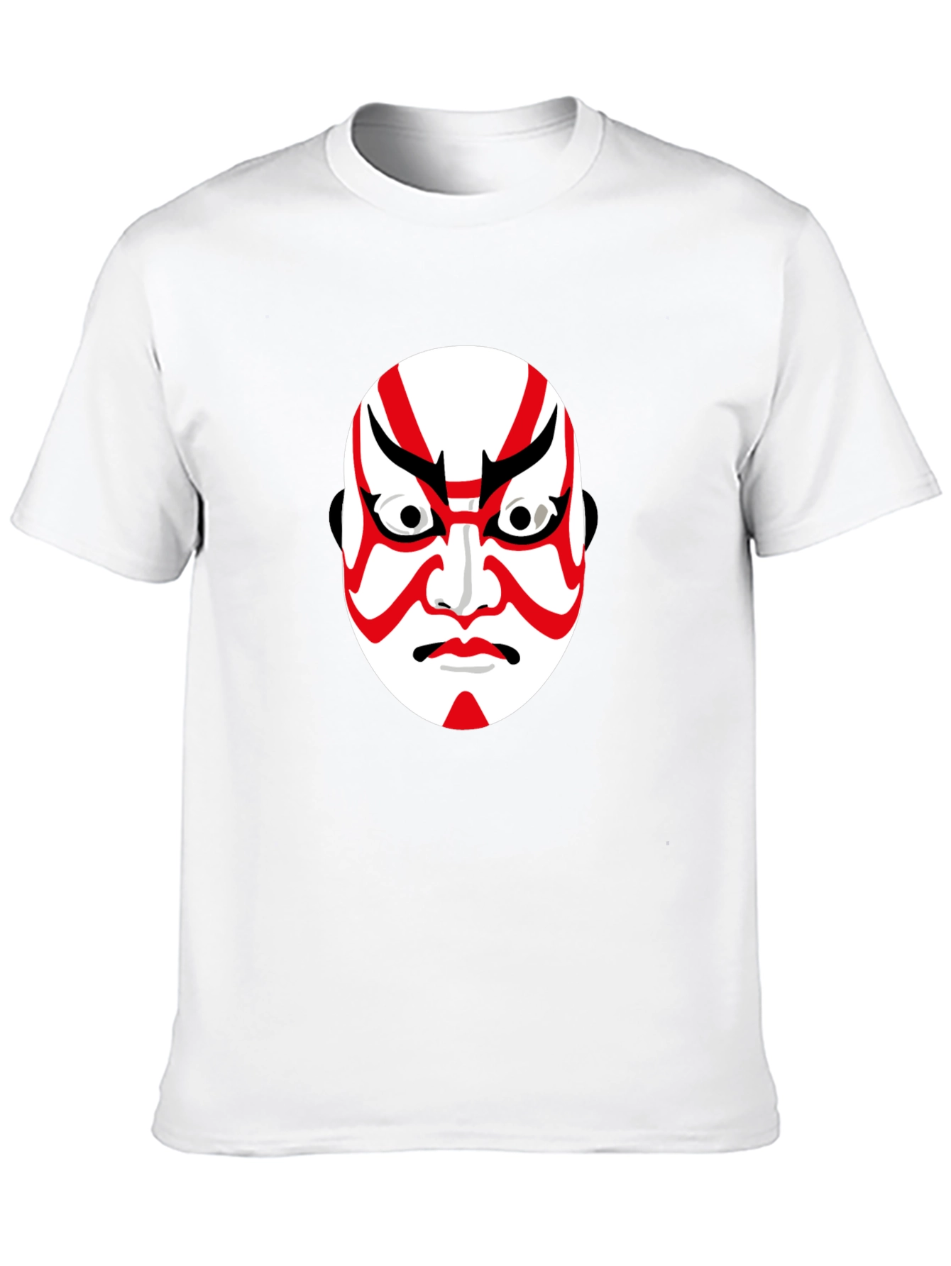Kabuki Mask Graphic Tee - Black Cotton T-Shirt