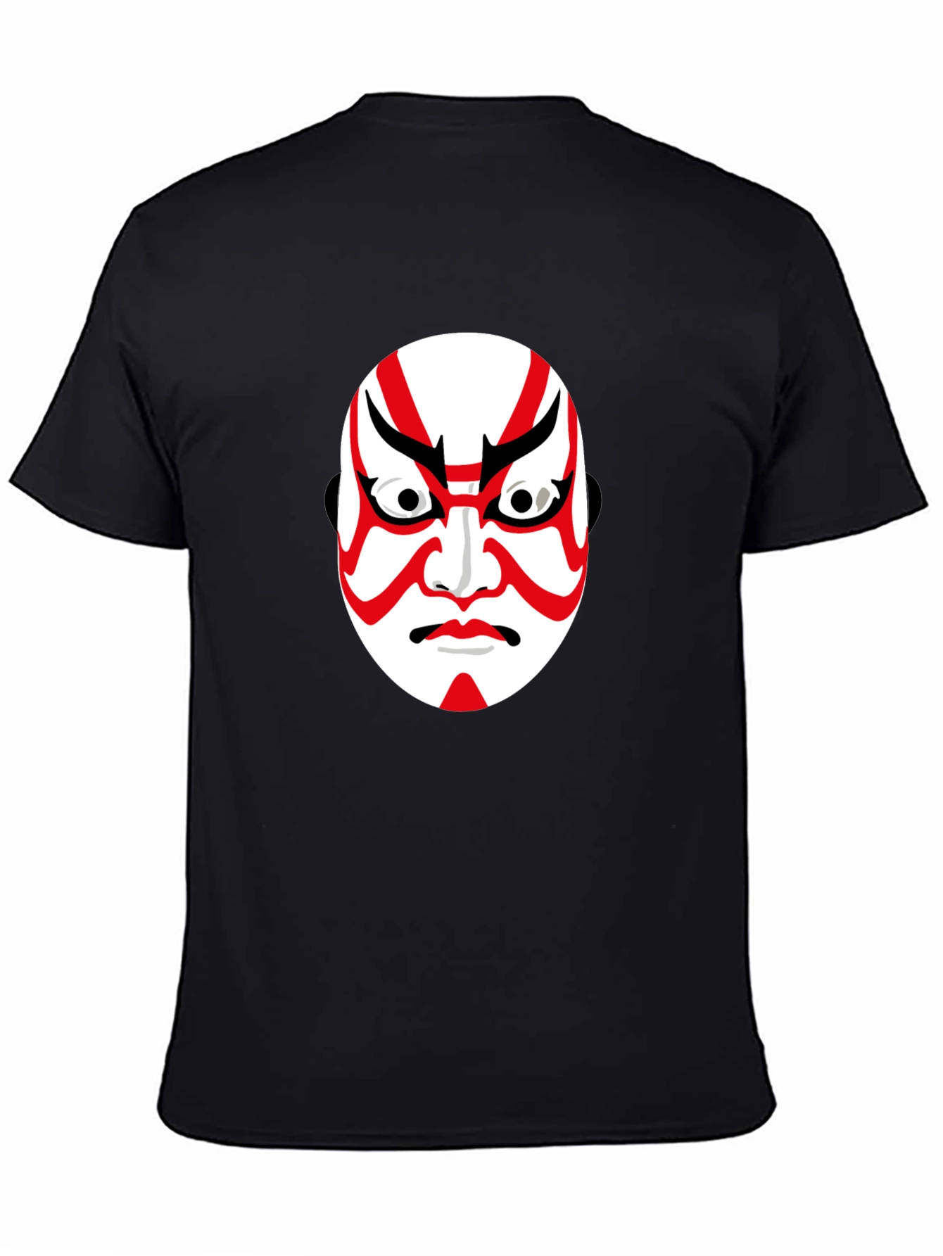 Kabuki Mask Graphic Tee - Black Cotton T-Shirt