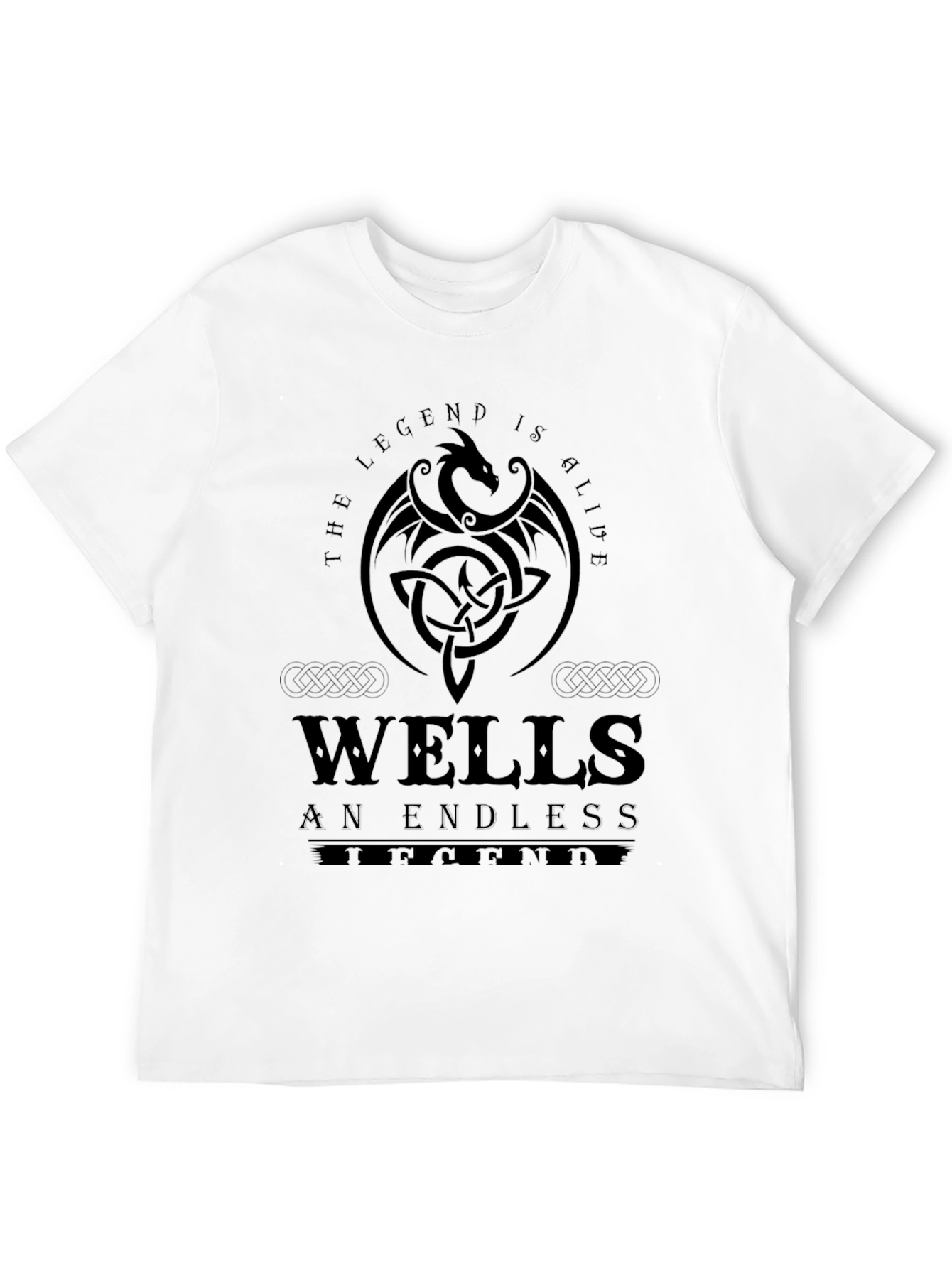Wells Legend Black T-Shirt Dragon Graphic Print