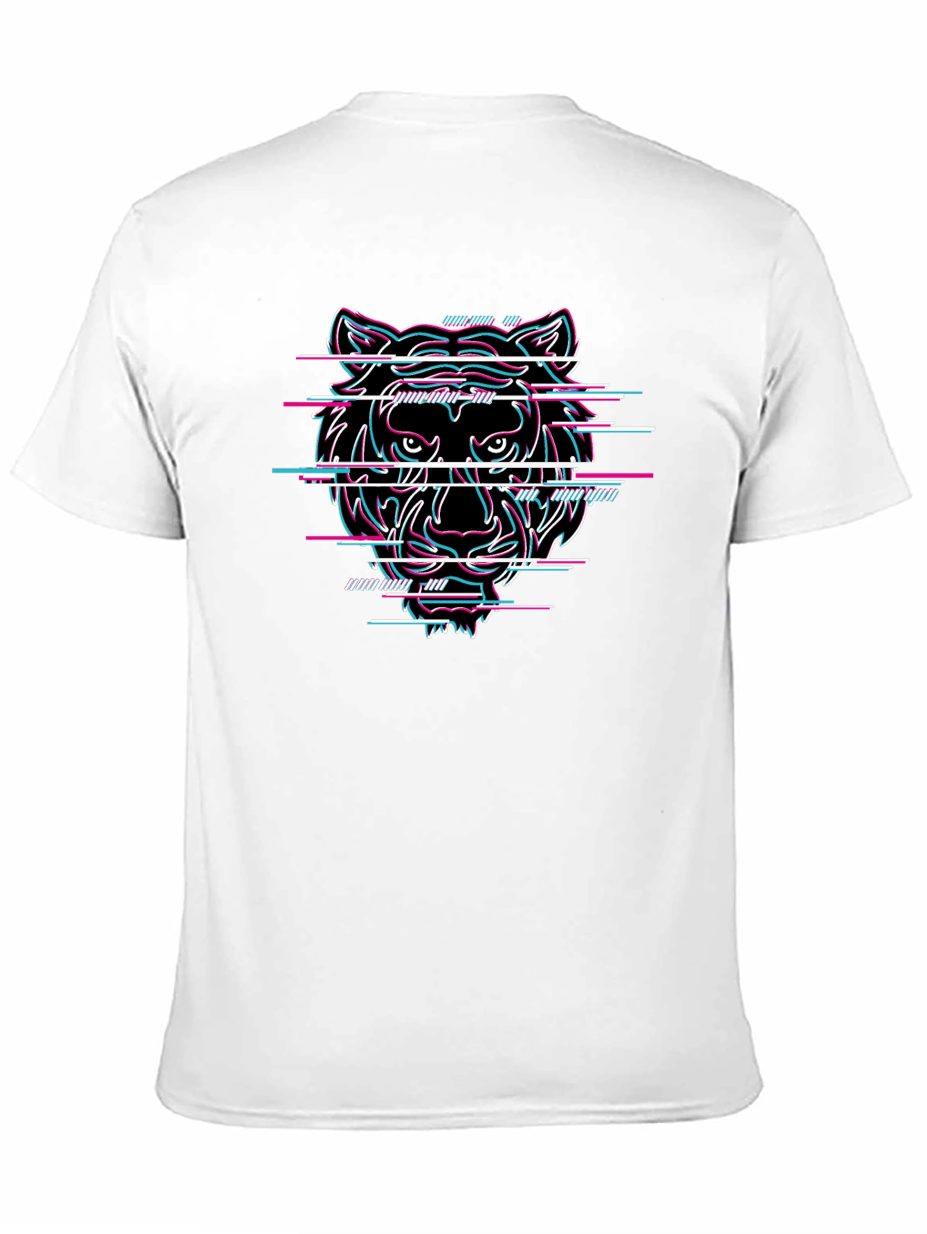 Glitch Tiger Graphic Black T-Shirt