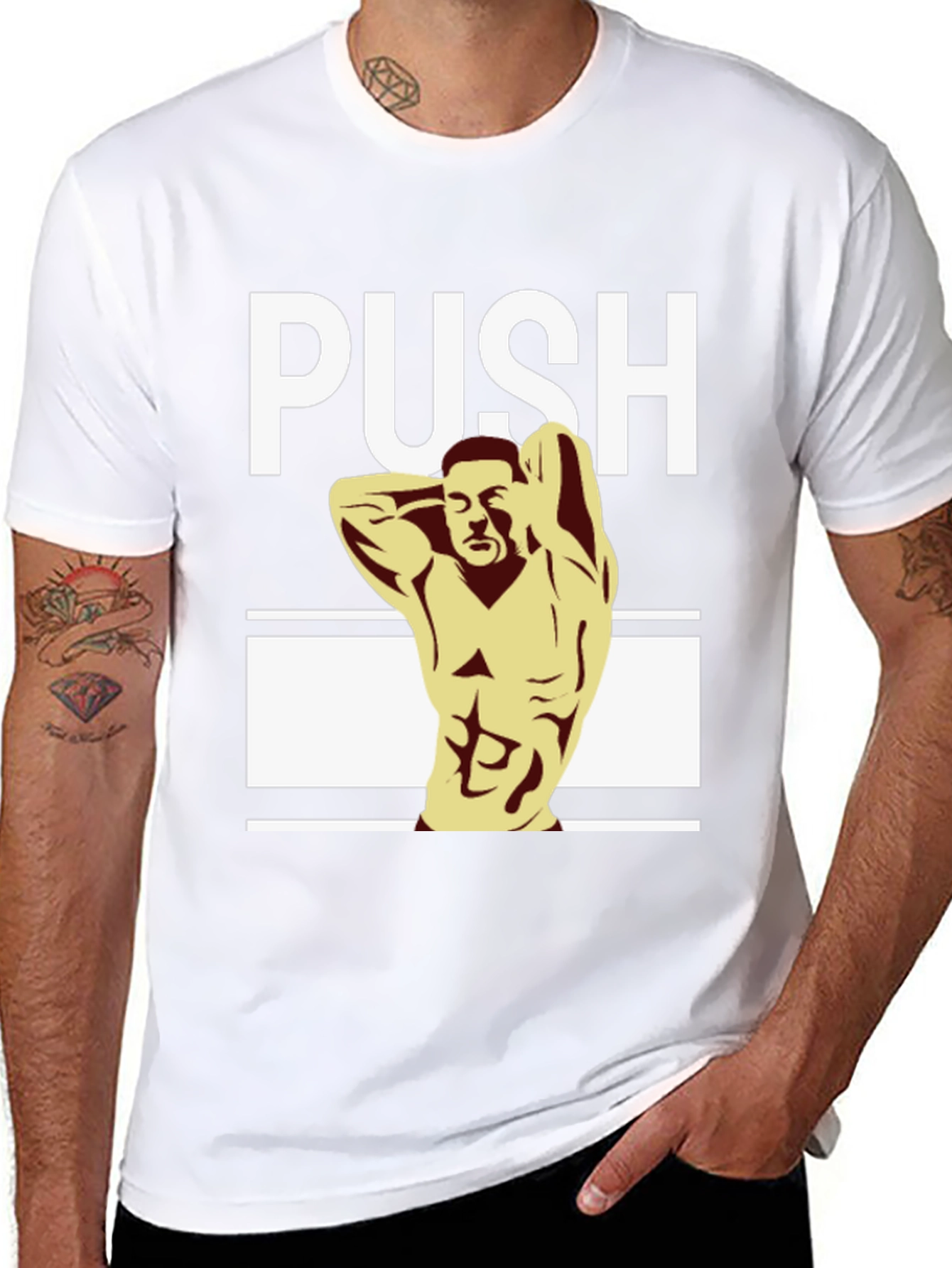 Mens PUSH Graphic T-Shirt - Bodybuilder Design