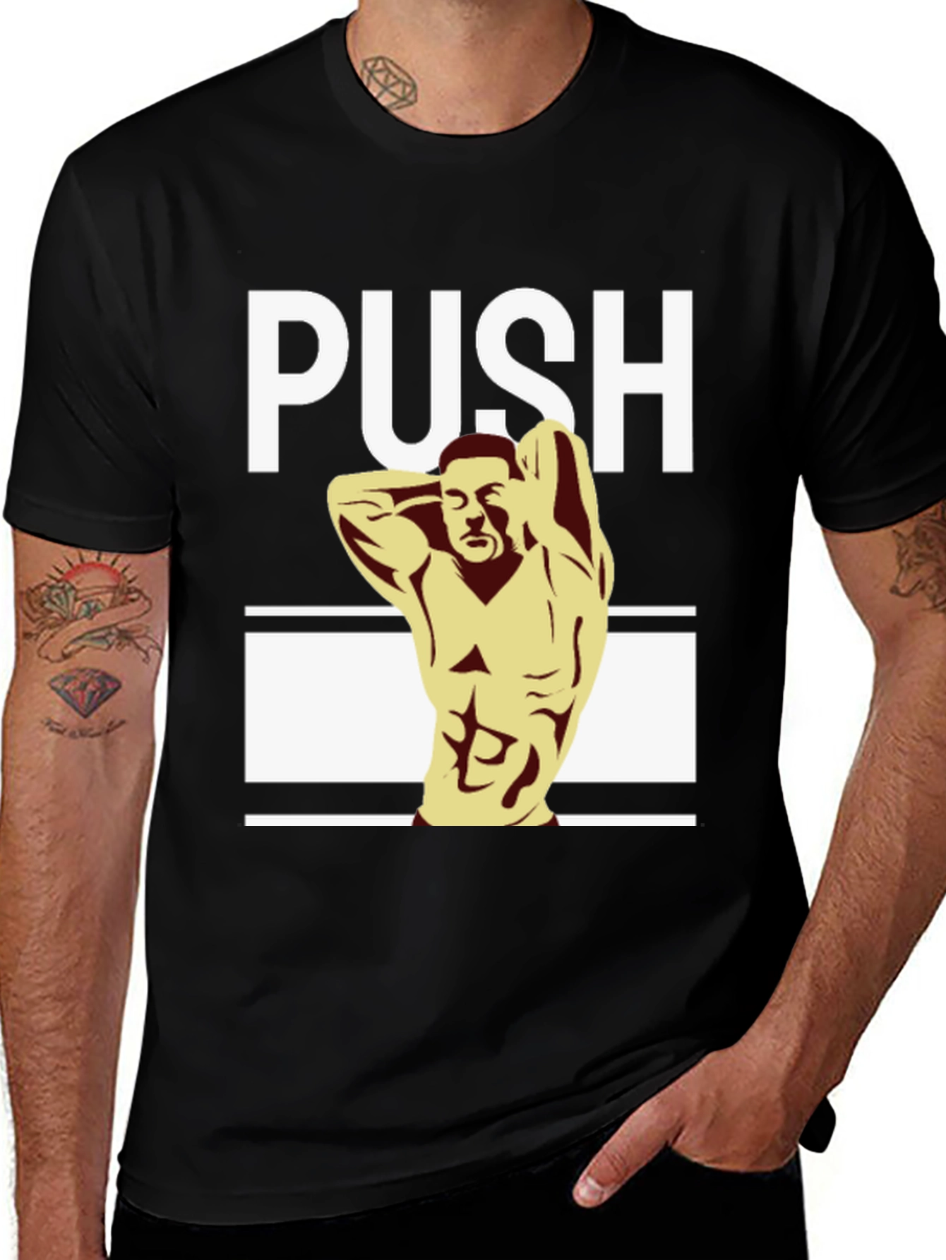 Mens PUSH Graphic T-Shirt - Bodybuilder Design