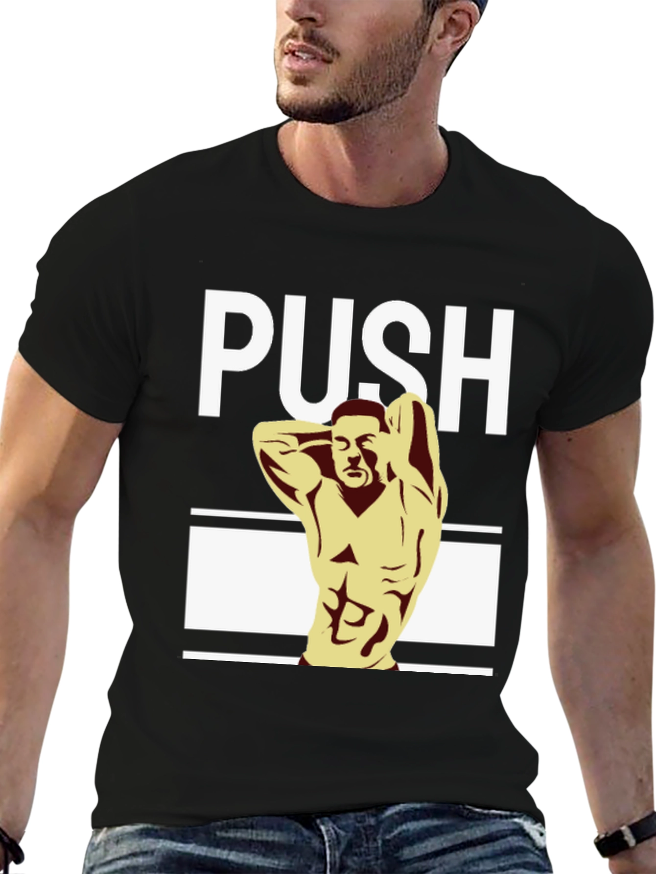 Mens PUSH Graphic T-Shirt - Bodybuilder Design