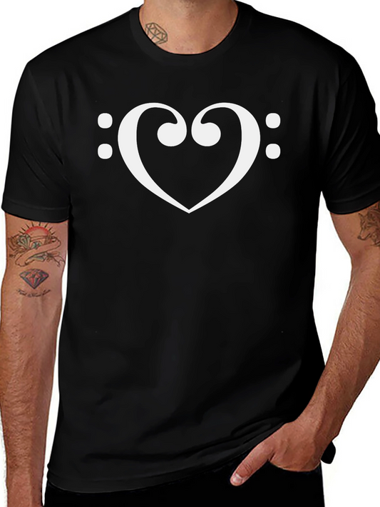 Bass Clef Heart Graphic Tee - Music Lovers T-Shirt