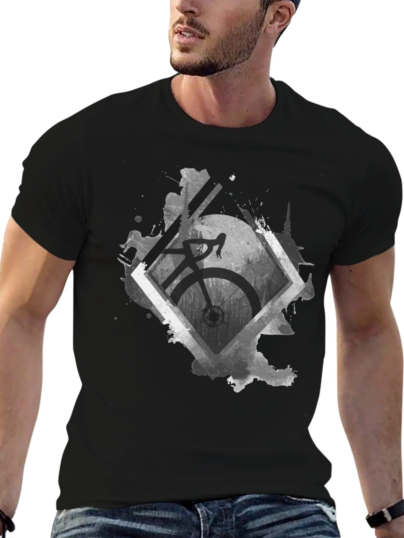 Bicycle Graphic Tee - Stylish Black Cotton Shirt