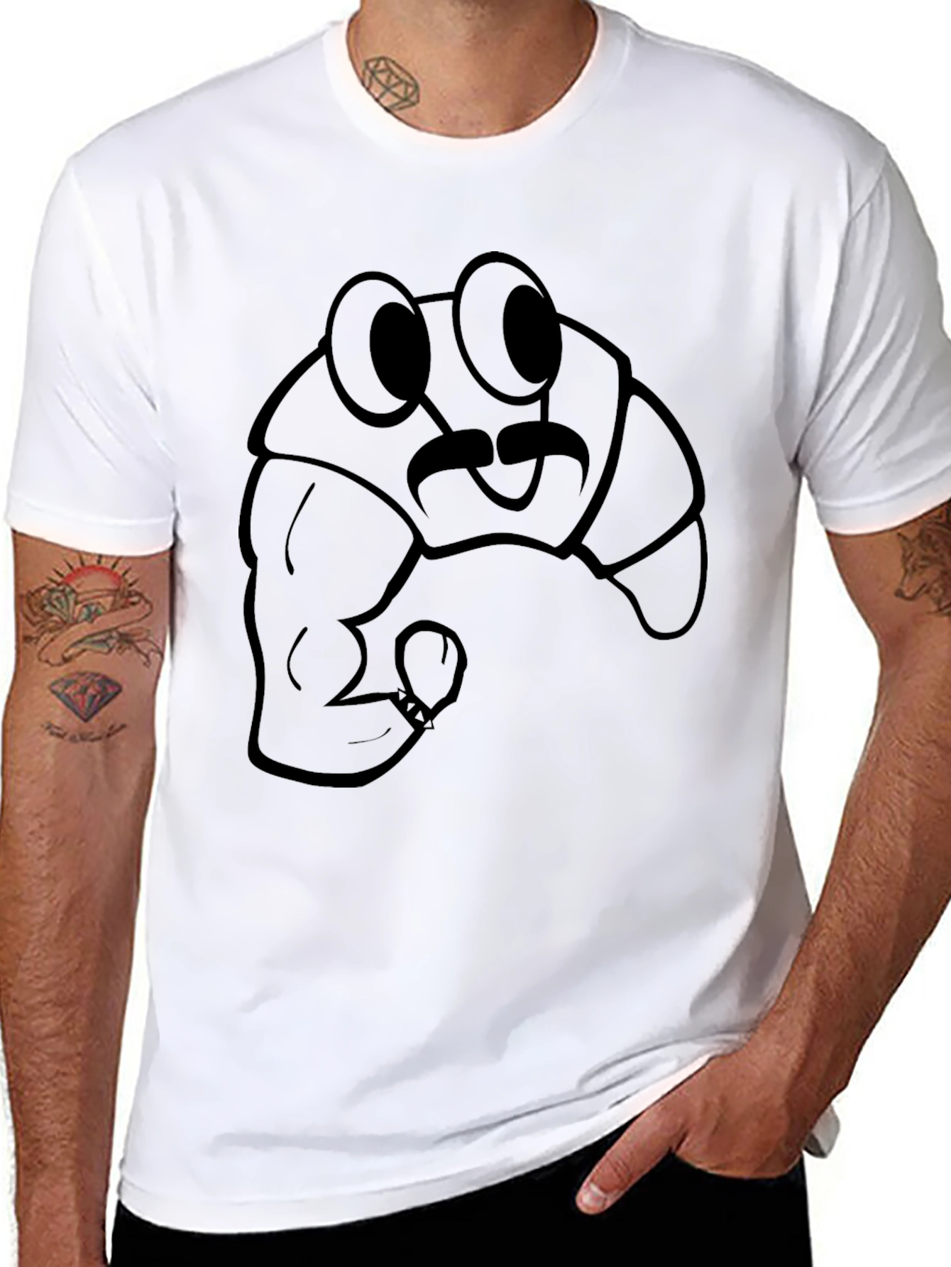 Funny Croissant Boxer T-Shirt - Unique Graphic Tee