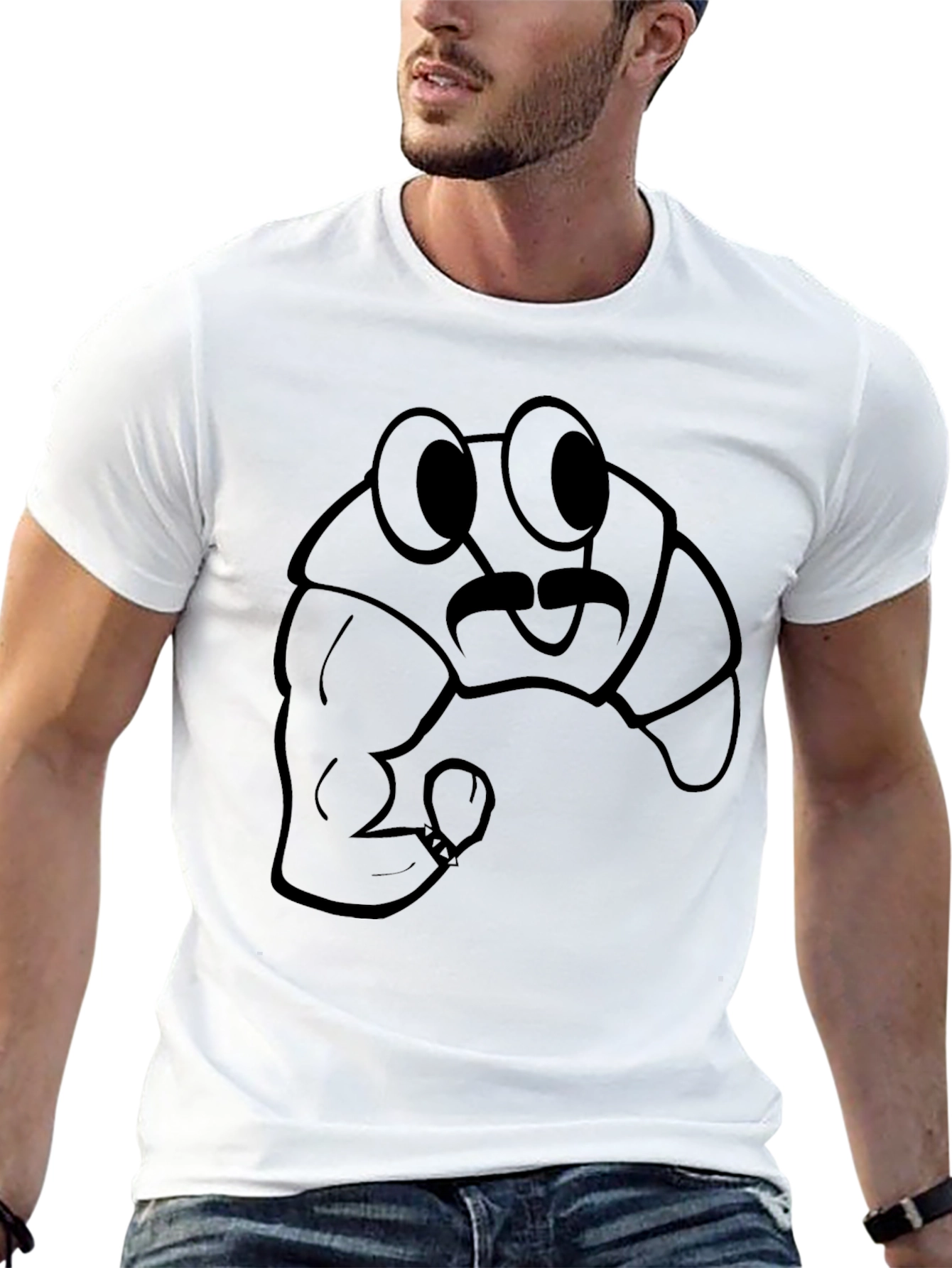 Funny Croissant Boxer T-Shirt - Unique Graphic Tee