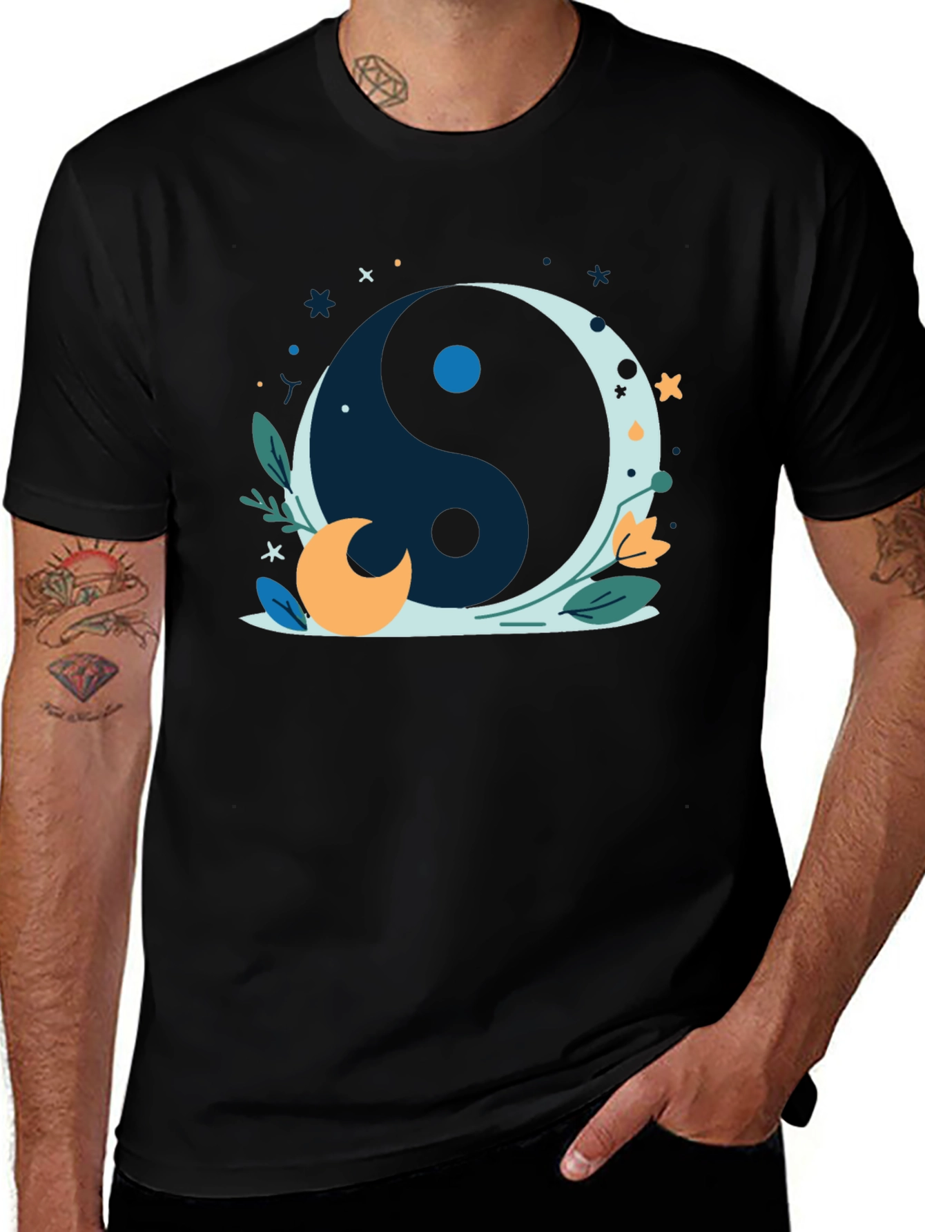 Yin Yang Moon Black T-Shirt