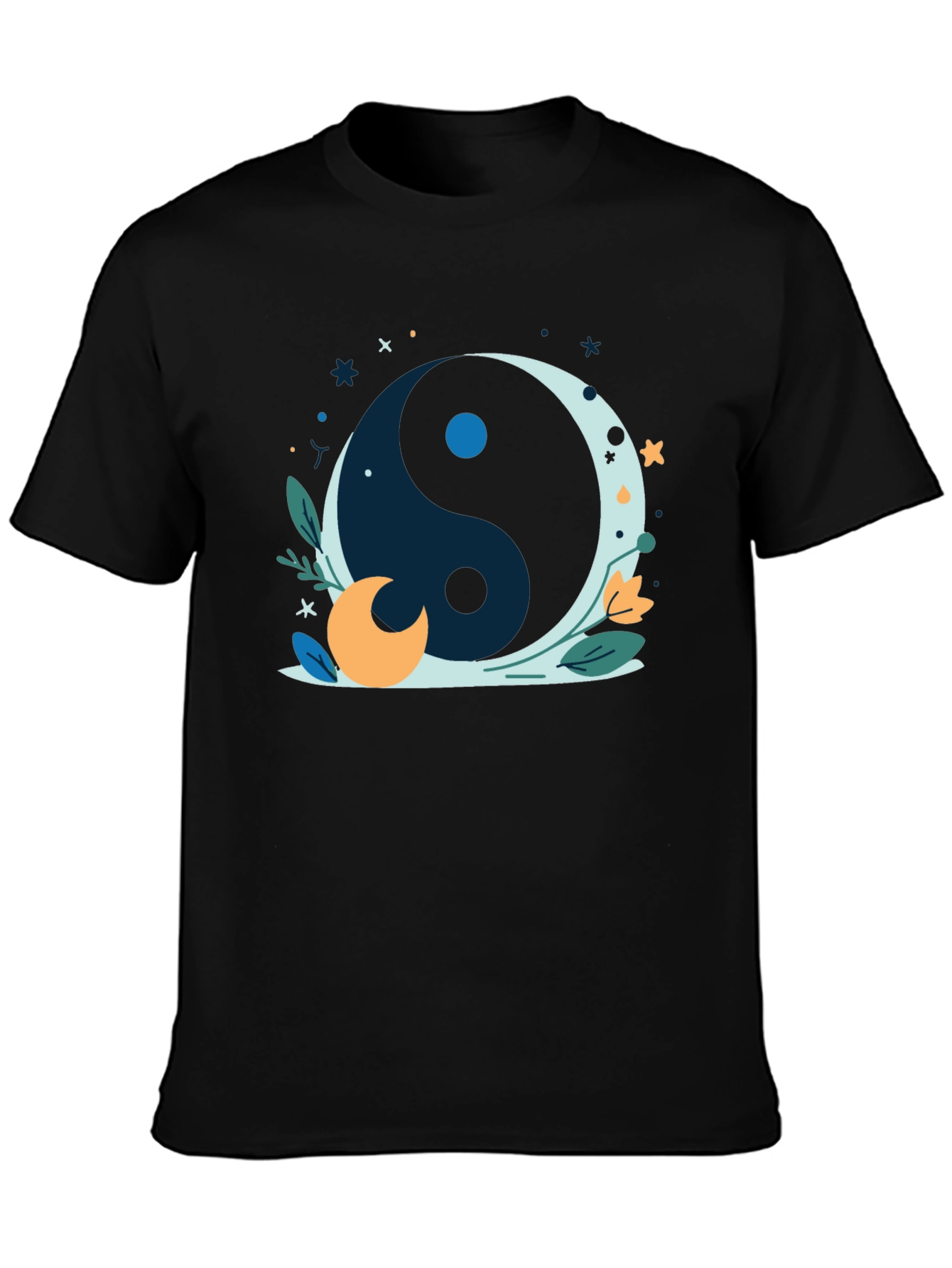 Yin Yang Moon Black T-Shirt