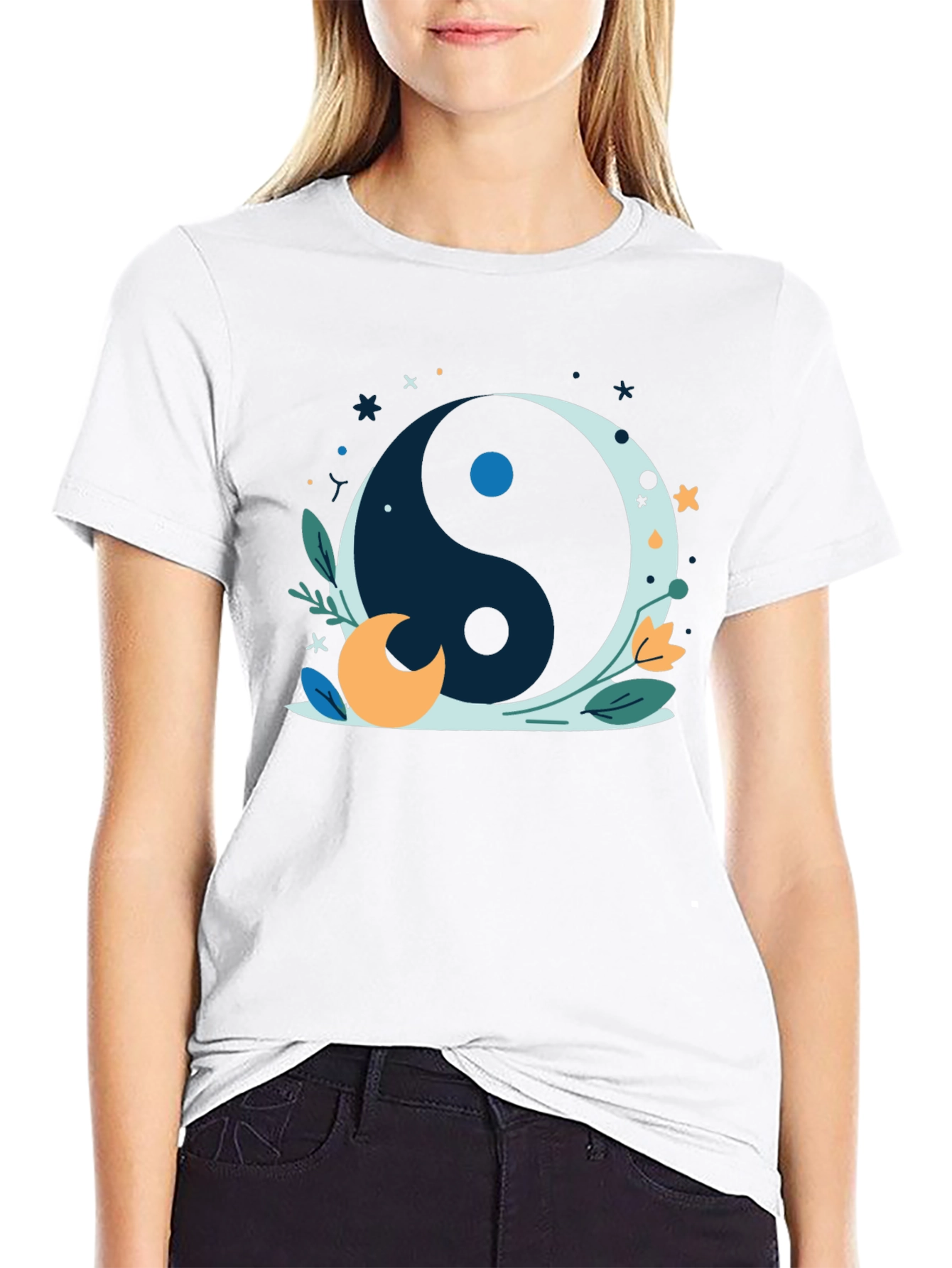 Yin Yang Moon Black T-Shirt